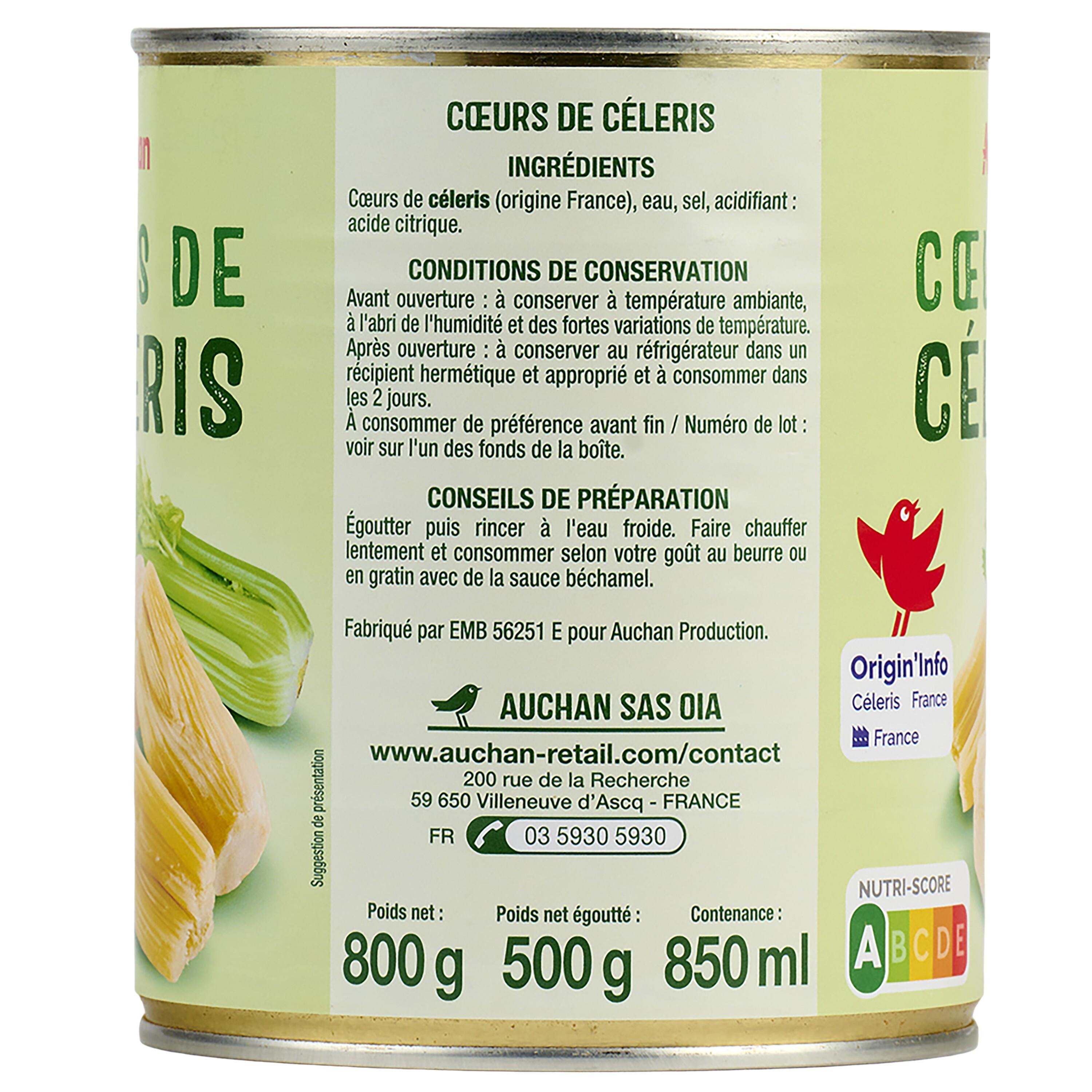 Voir la diapositive 2 : AUCHAN Cœurs de céleri 530g