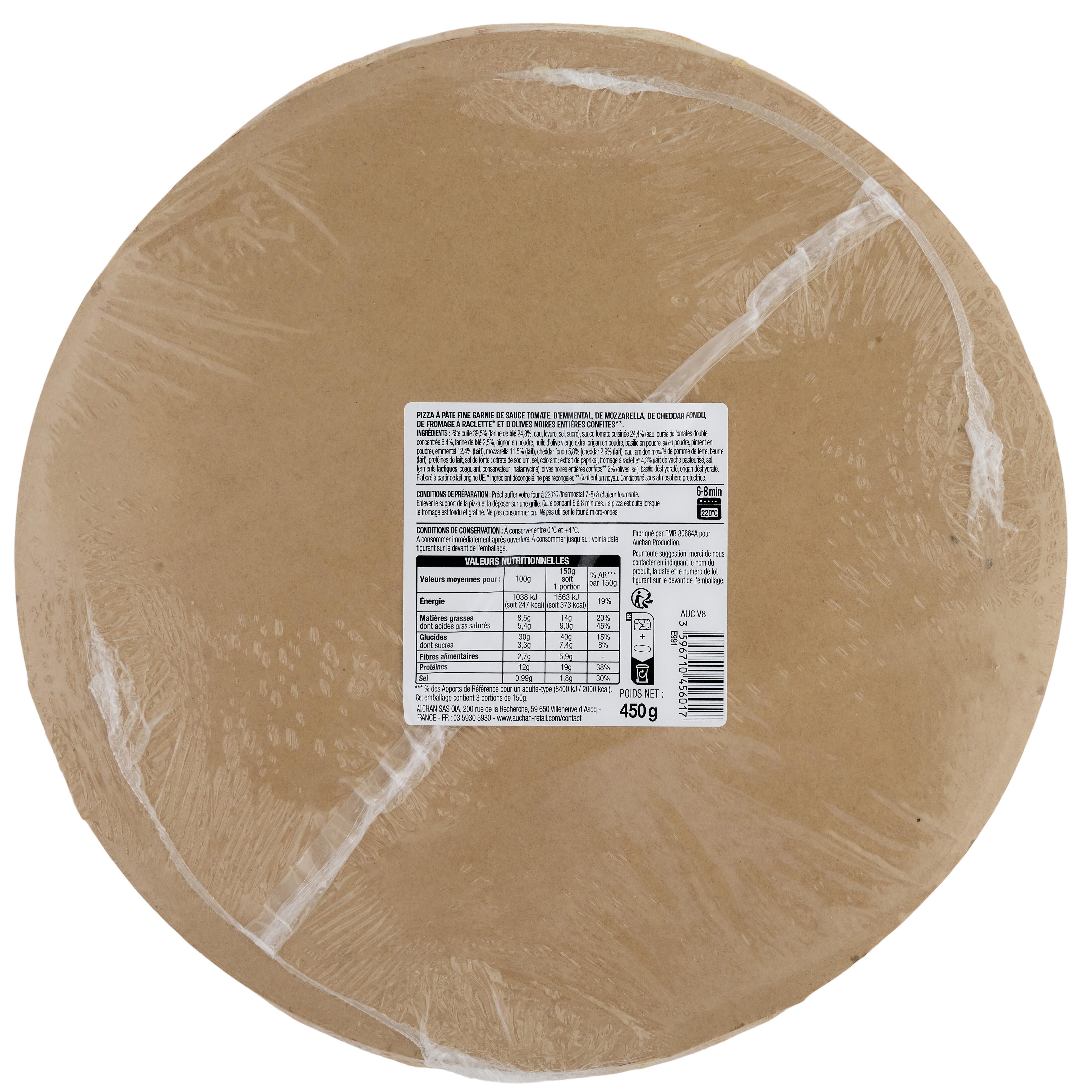 Voir la diapositive 2 : AUCHAN Pizza 4 fromages 450g