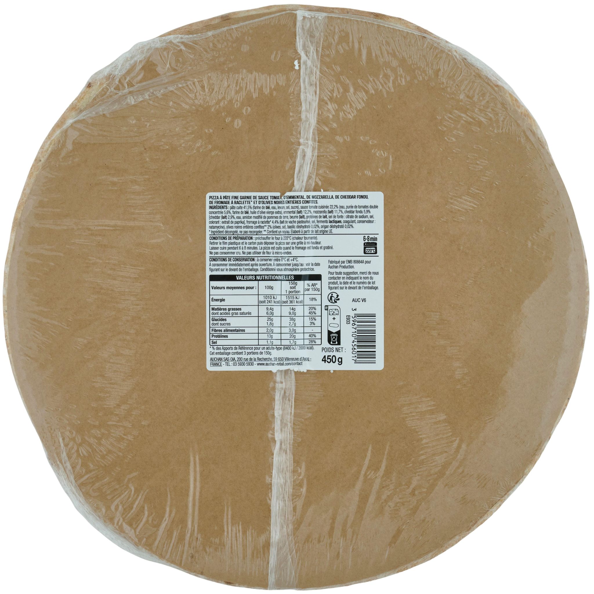 Voir la diapositive 2 : AUCHAN Pizza 4 fromages 450g