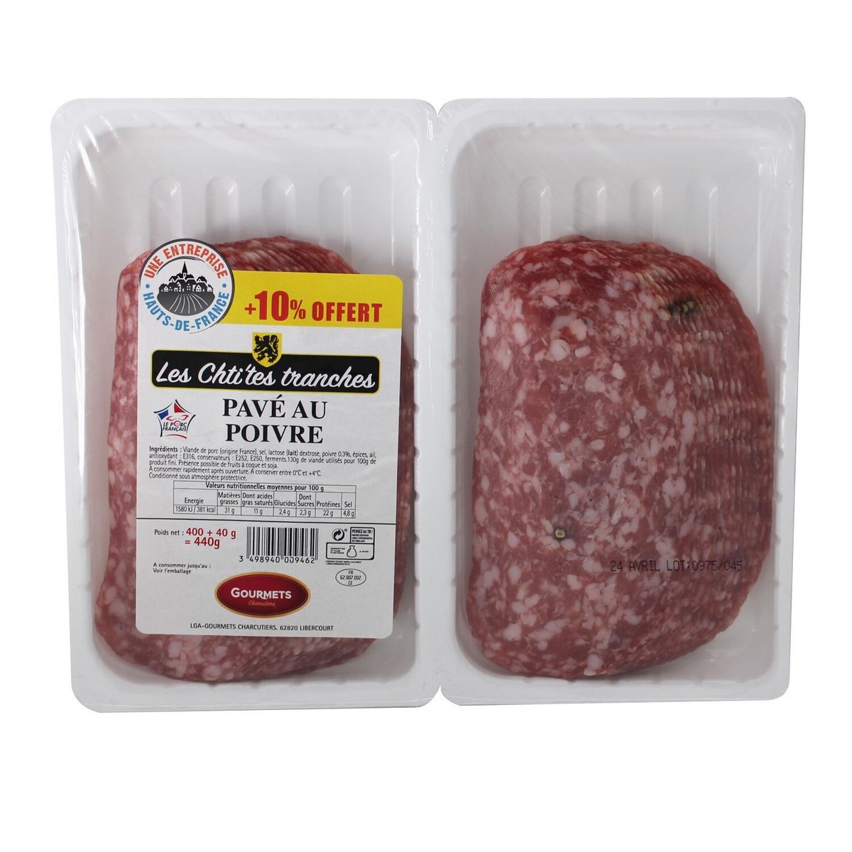 LES CHTI'TES TRANCHES Pavé au poivre 2x12 tranches 440g