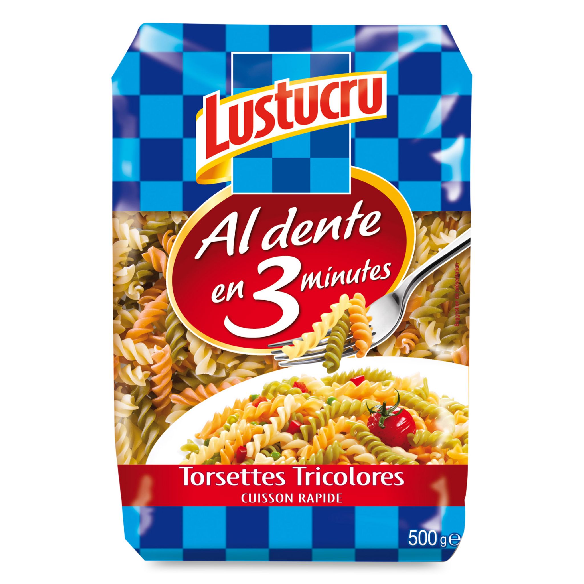 LUSTUCRU Torsettes Tricolores Cuisson Rapide 500g Pas Cher - Auchan.fr