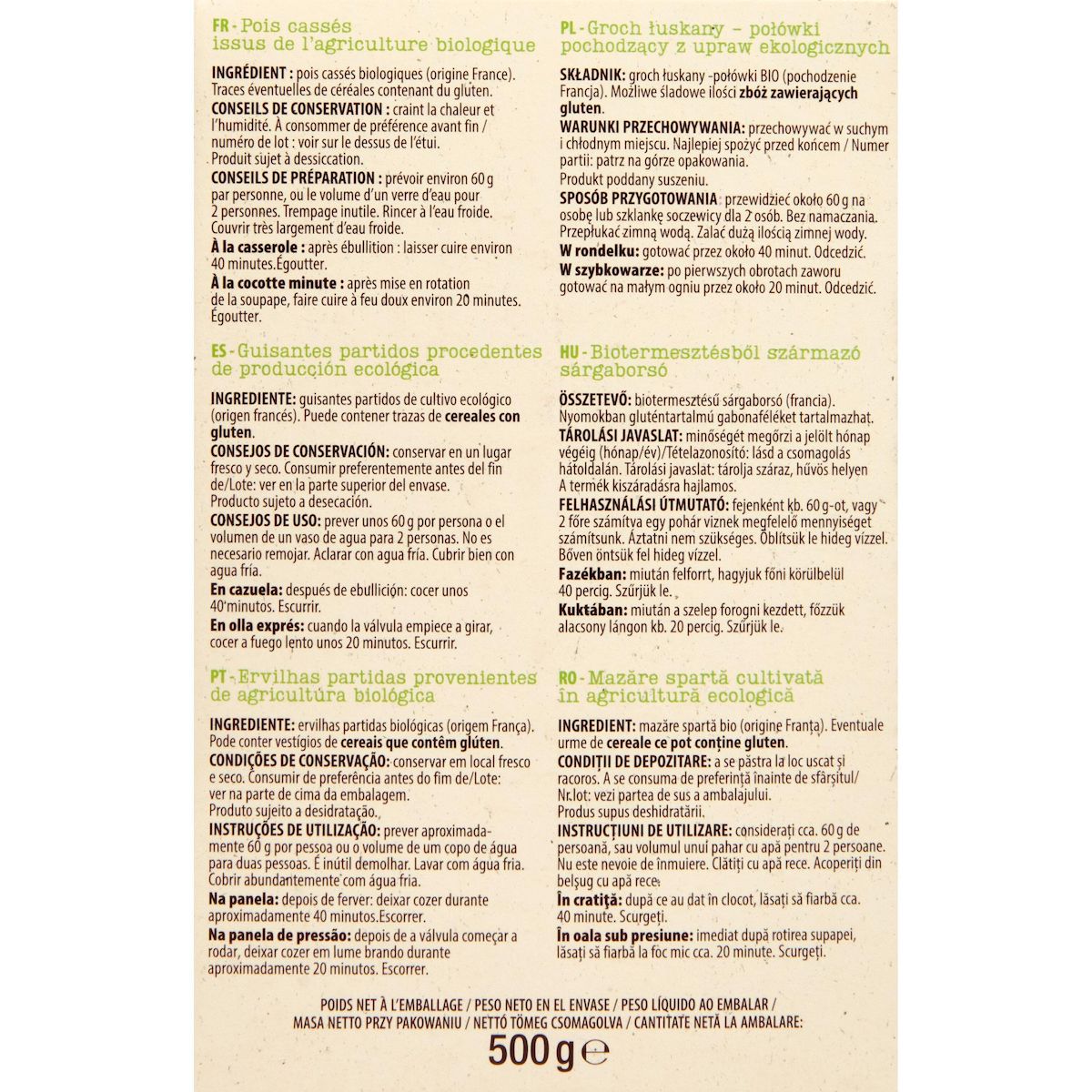 AUCHAN BIO Pois cassés 500g