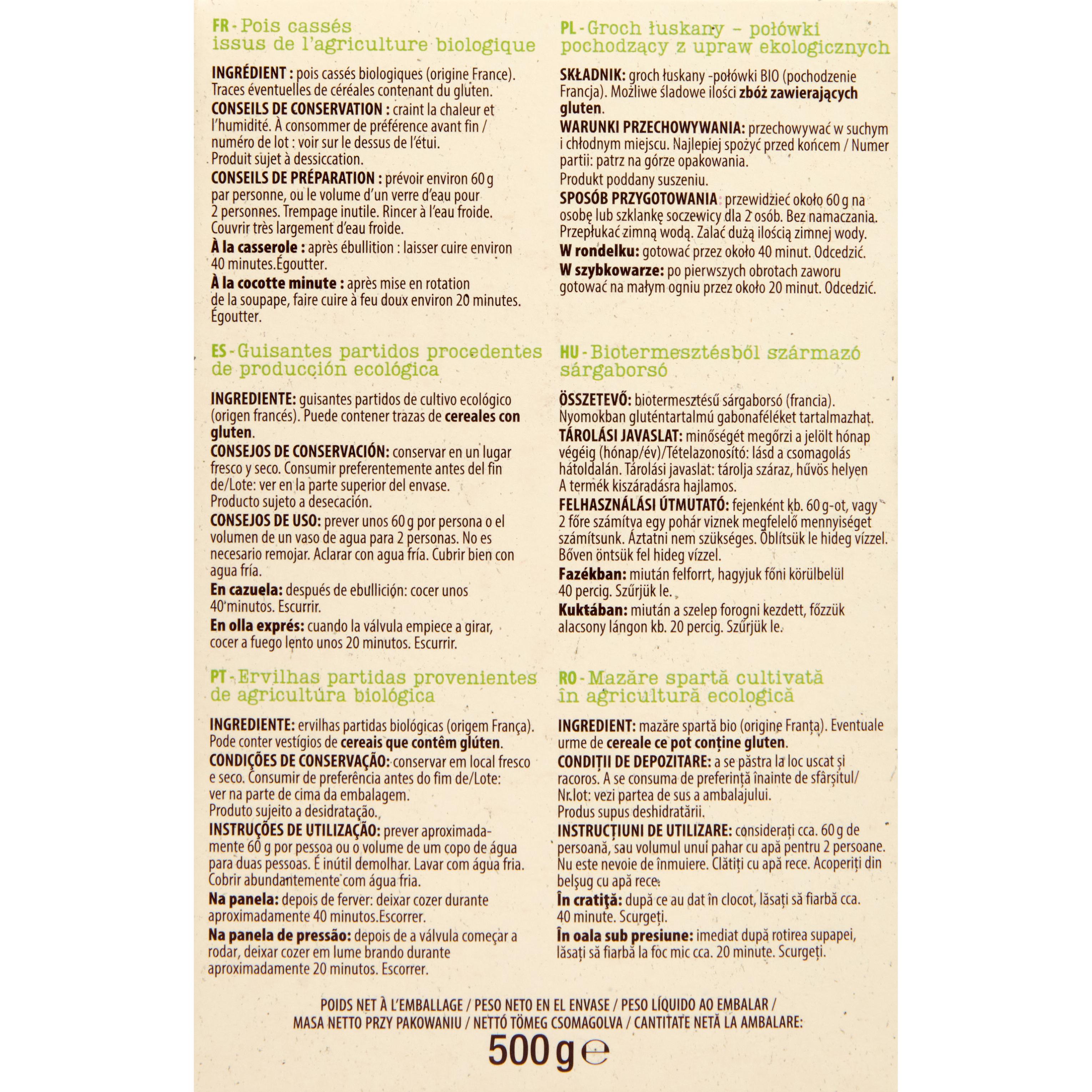 Voir la diapositive 4 : AUCHAN BIO Pois cassés 500g