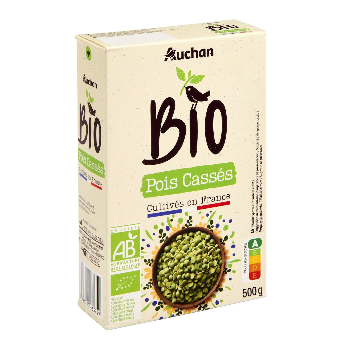 AUCHAN BIO Pois cassés 500g