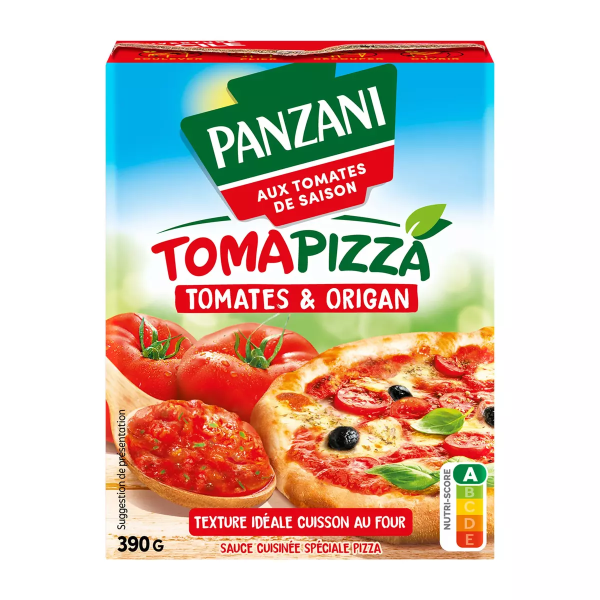 PANZANI Sauce pizza cuisinée tomates et origan Tomapizza brique 390g