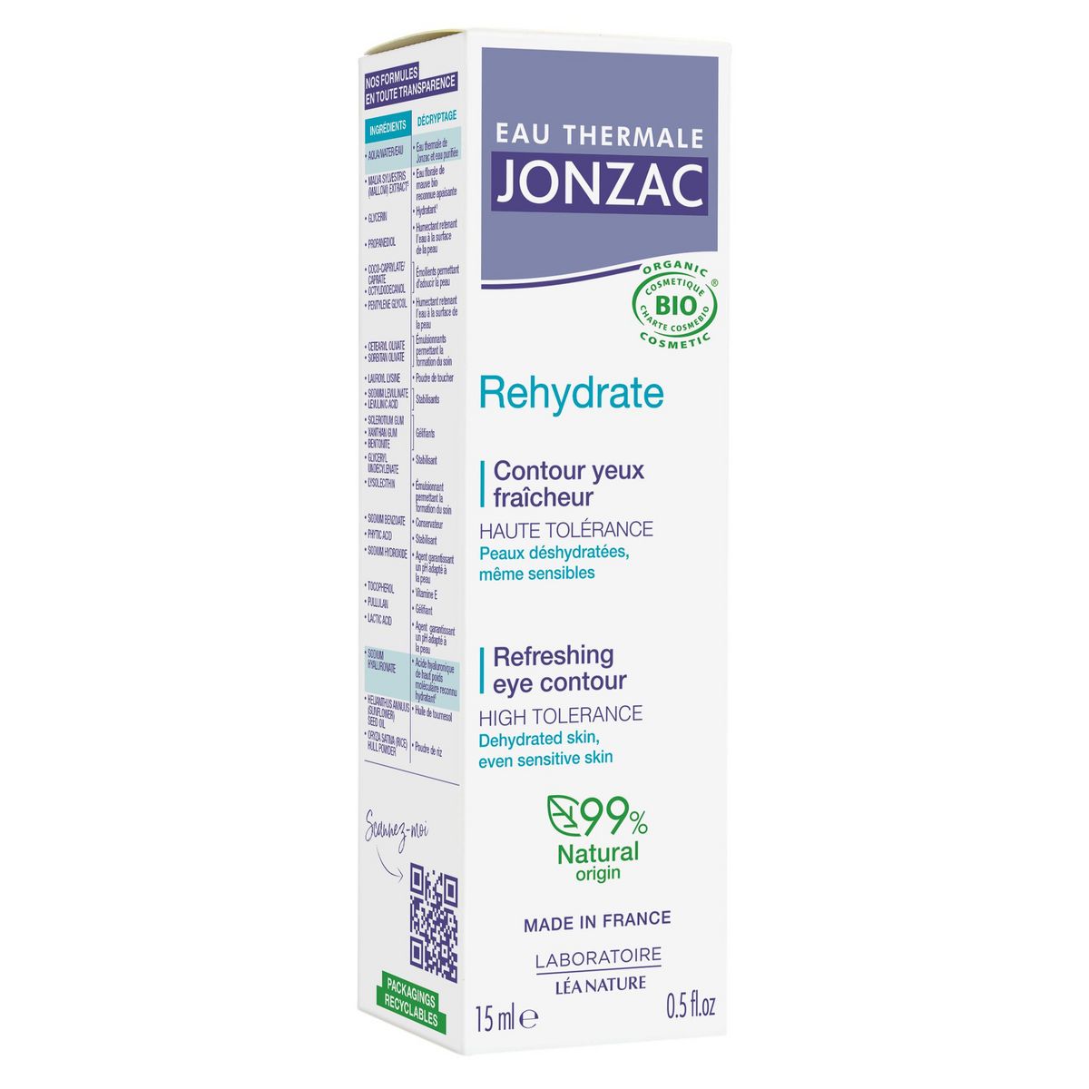 JONZAC Rehydrate Contour des yeux fraicheur bio 15ml