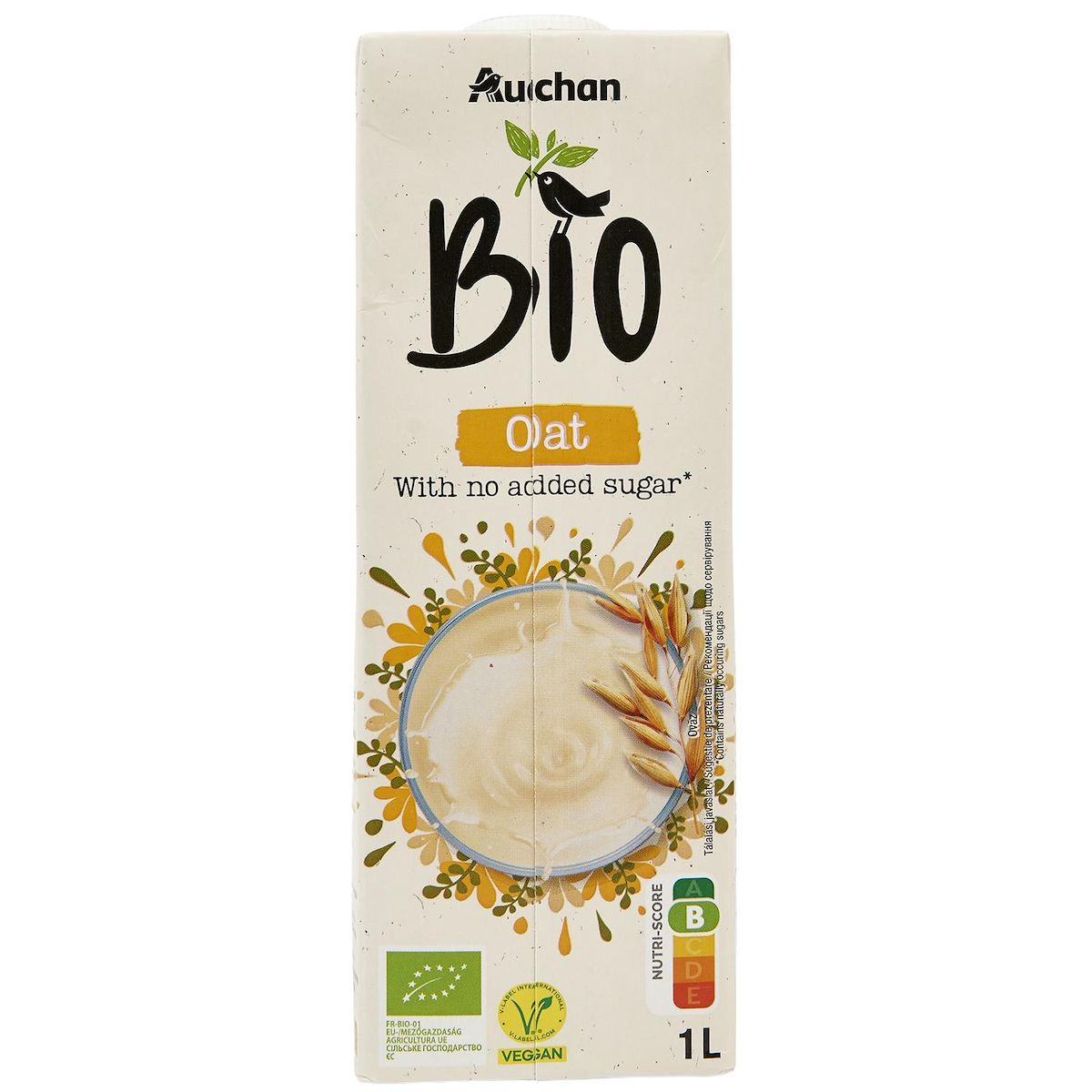 AUCHAN BIO Boisson à l'avoine sans sucres ajoutés bio 1l