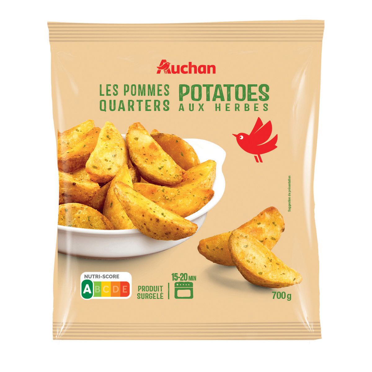 AUCHAN Quarters potatoes aux herbes 700g