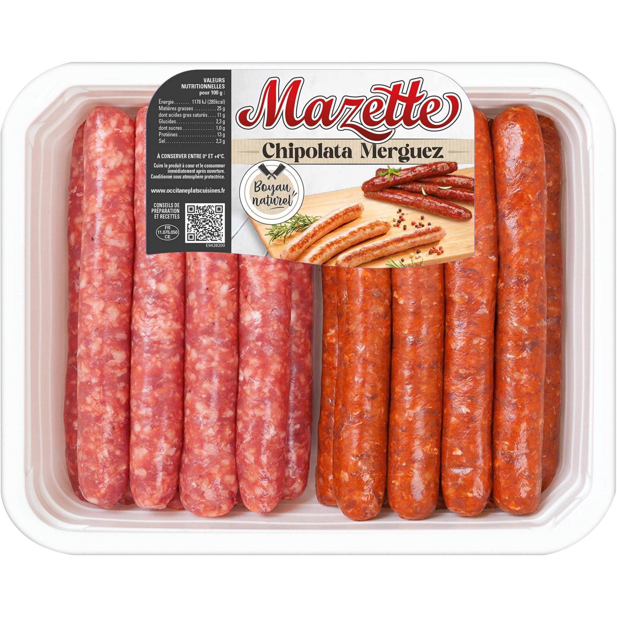 MAZETTE Mix chipolata et merguez 18 pièces 900g