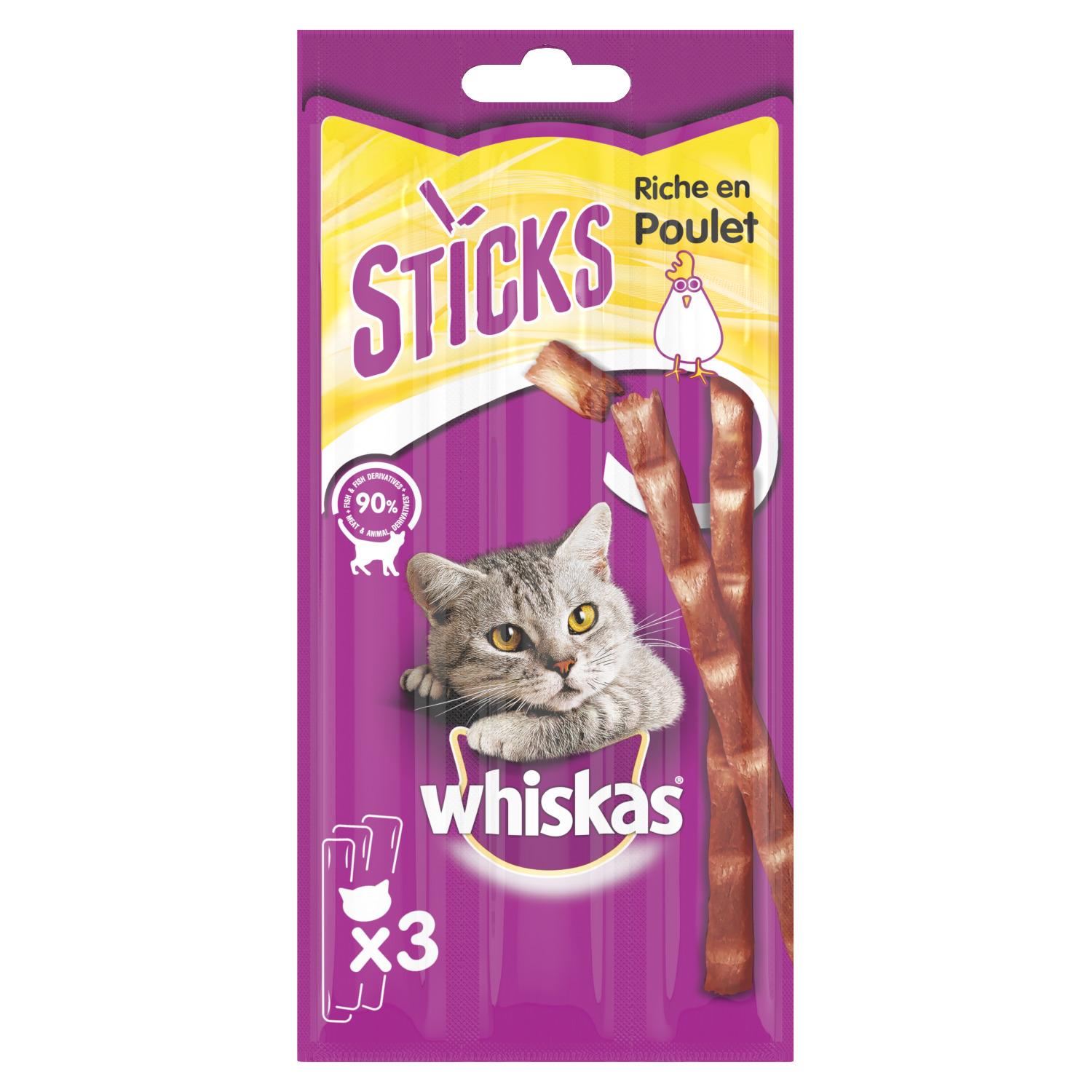 Voir la diapositive 2 : WHISKAS Sticks au poulet pour chat 3 sticks 18g