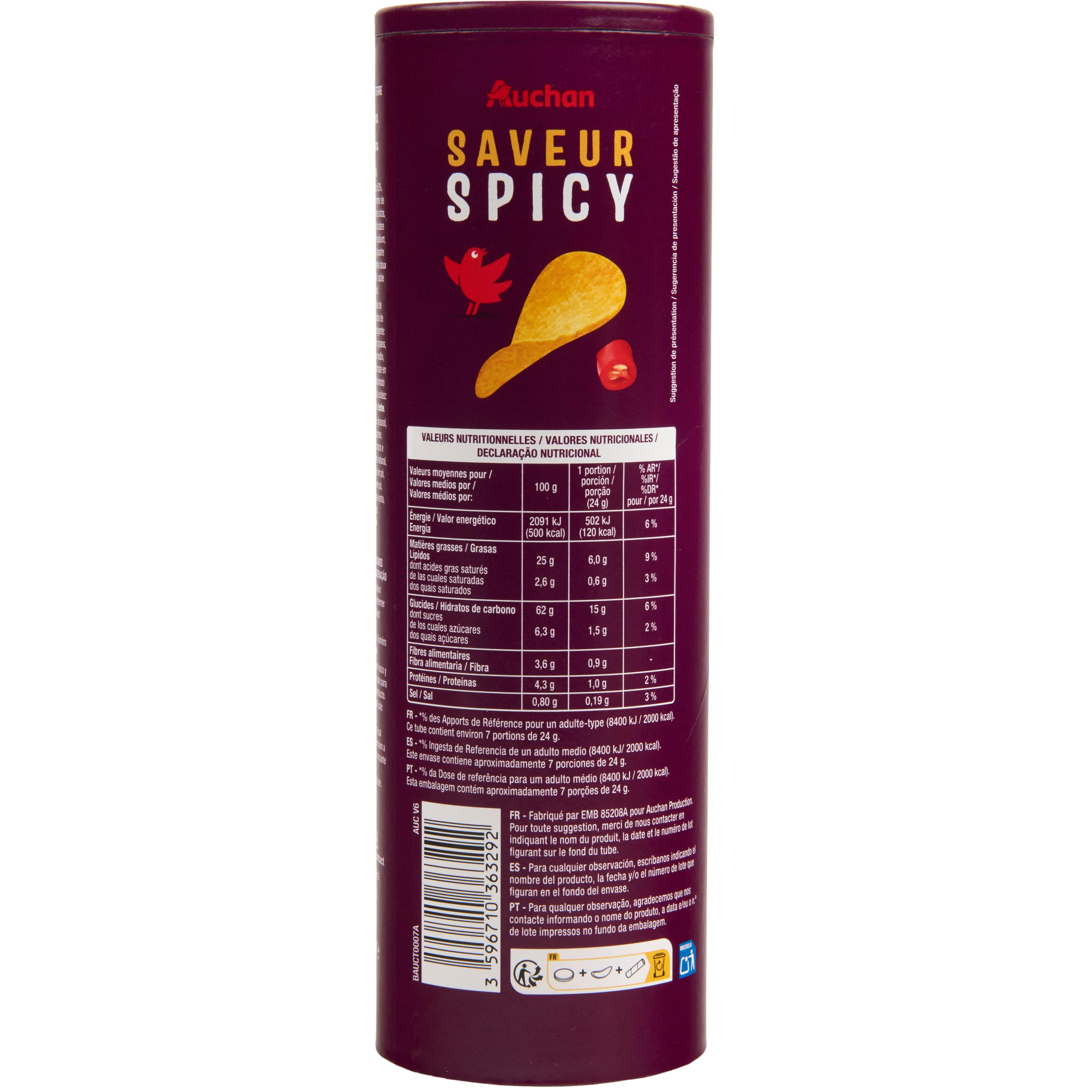 Voir la diapositive 4 : AUCHAN Chips tuiles saveur spicy 170g