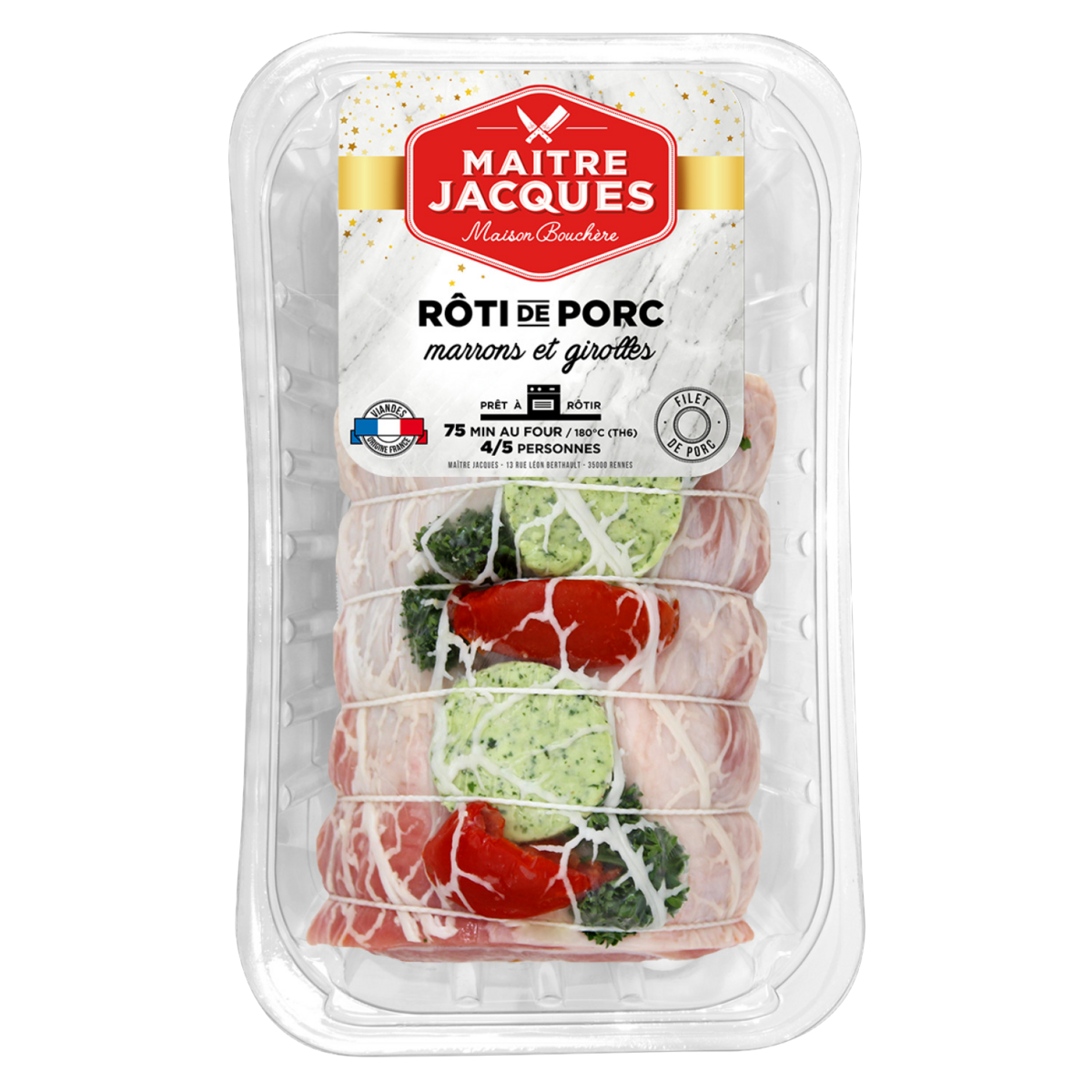 MAITRE JACQUES Rôti de porc marrons et girolles 700g