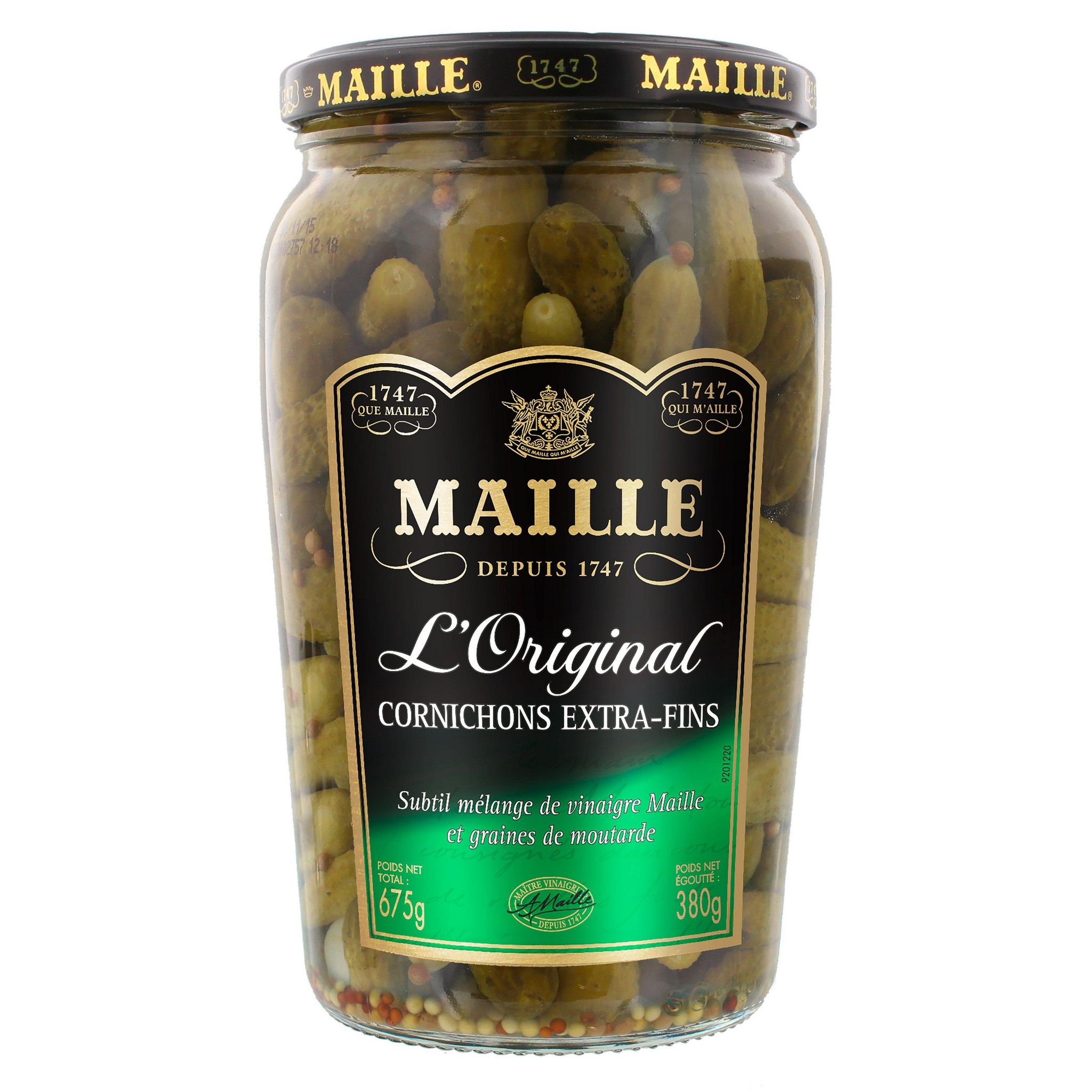 Voir la diapositive 2 : MAILLE Cornichons extra fins cueillis main sélection grand croquant 380g
