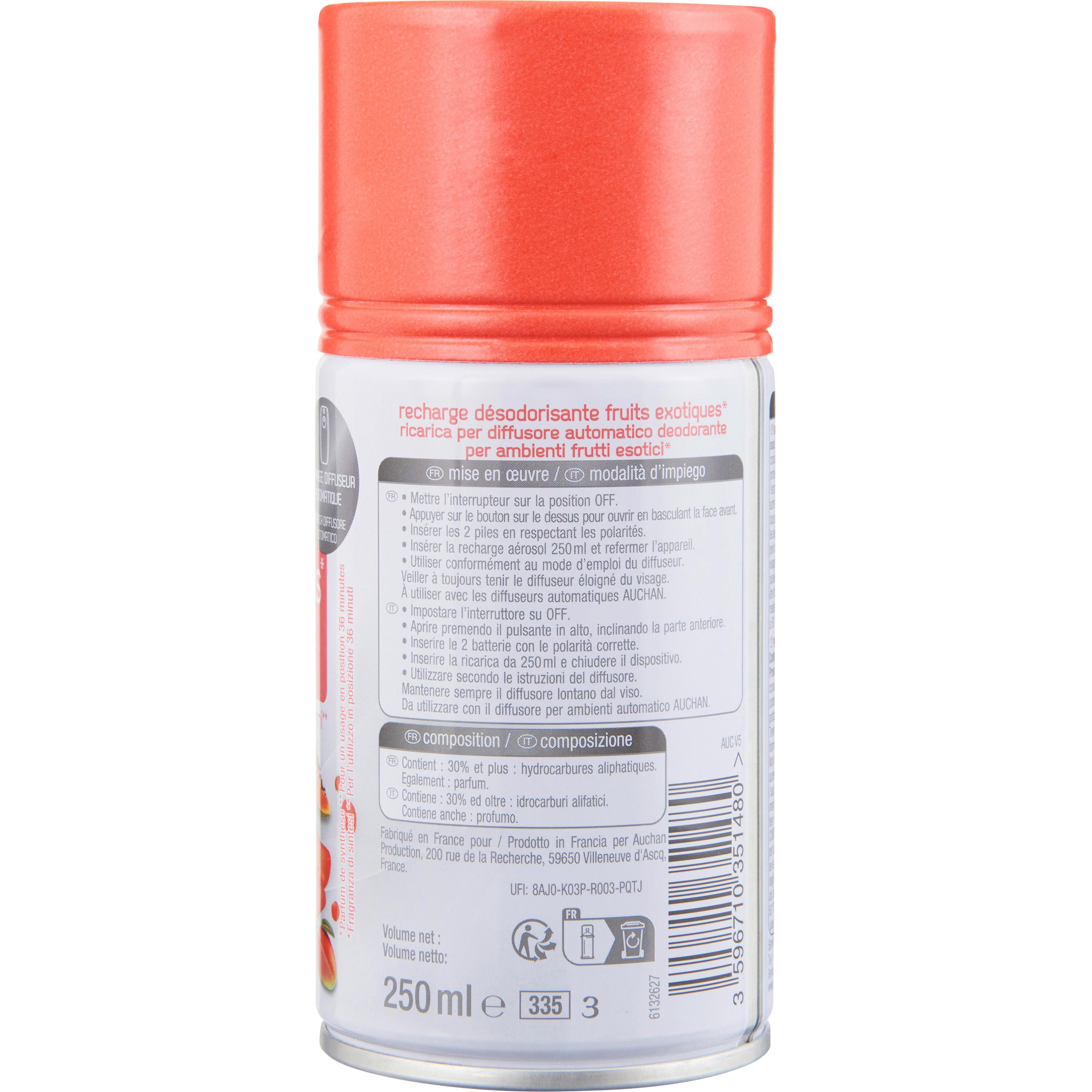 Voir la diapositive 2 : AUCHAN Recharge pour diffuseur automatique fruits exotiques 250ml