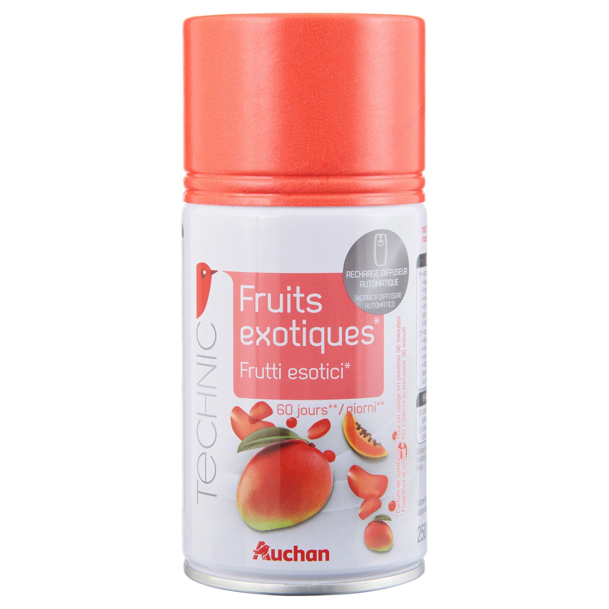 Voir la diapositive 2 : AUCHAN Recharge pour diffuseur automatique fruits exotiques 250ml