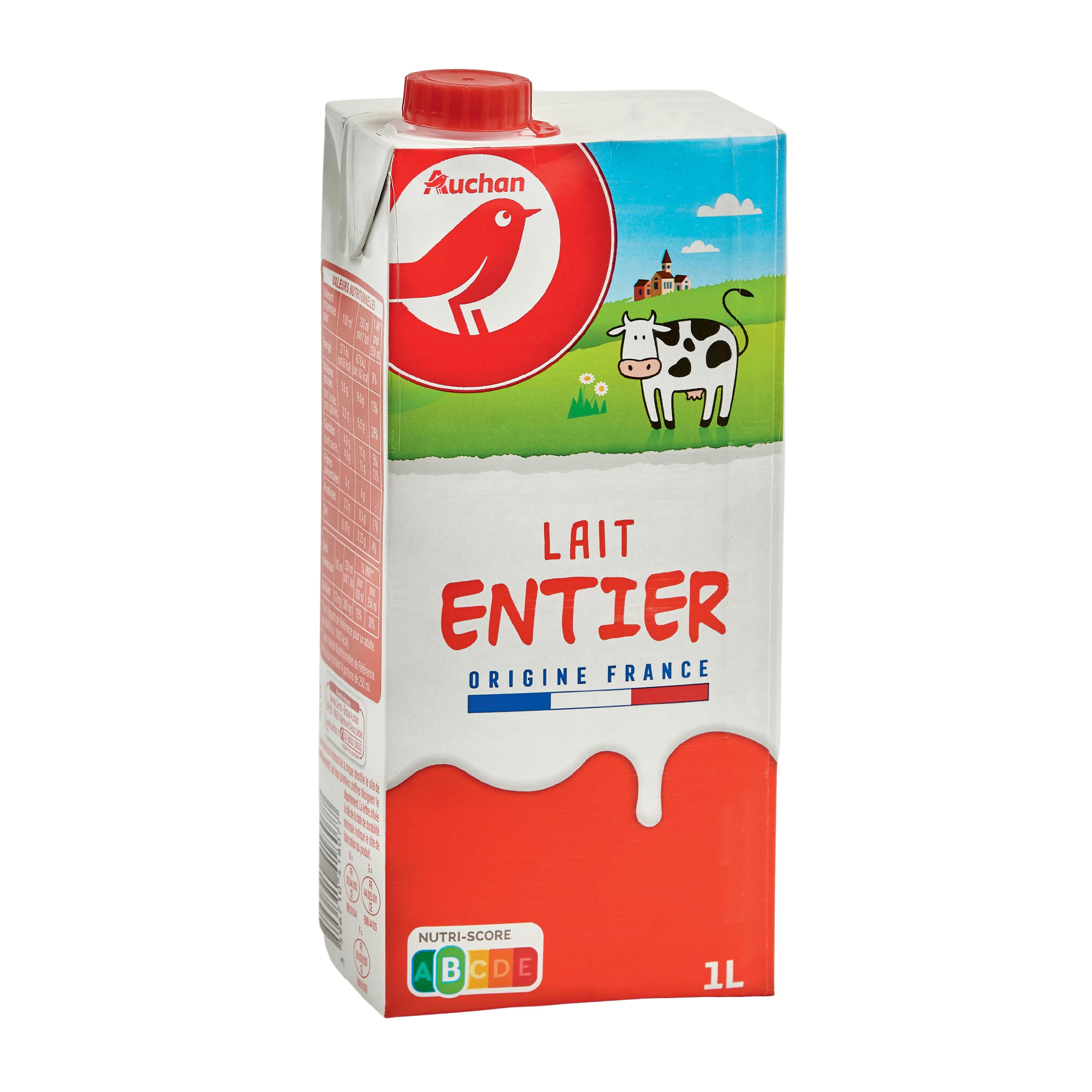 Voir la diapositive 2 : AUCHAN Lait entier 1L