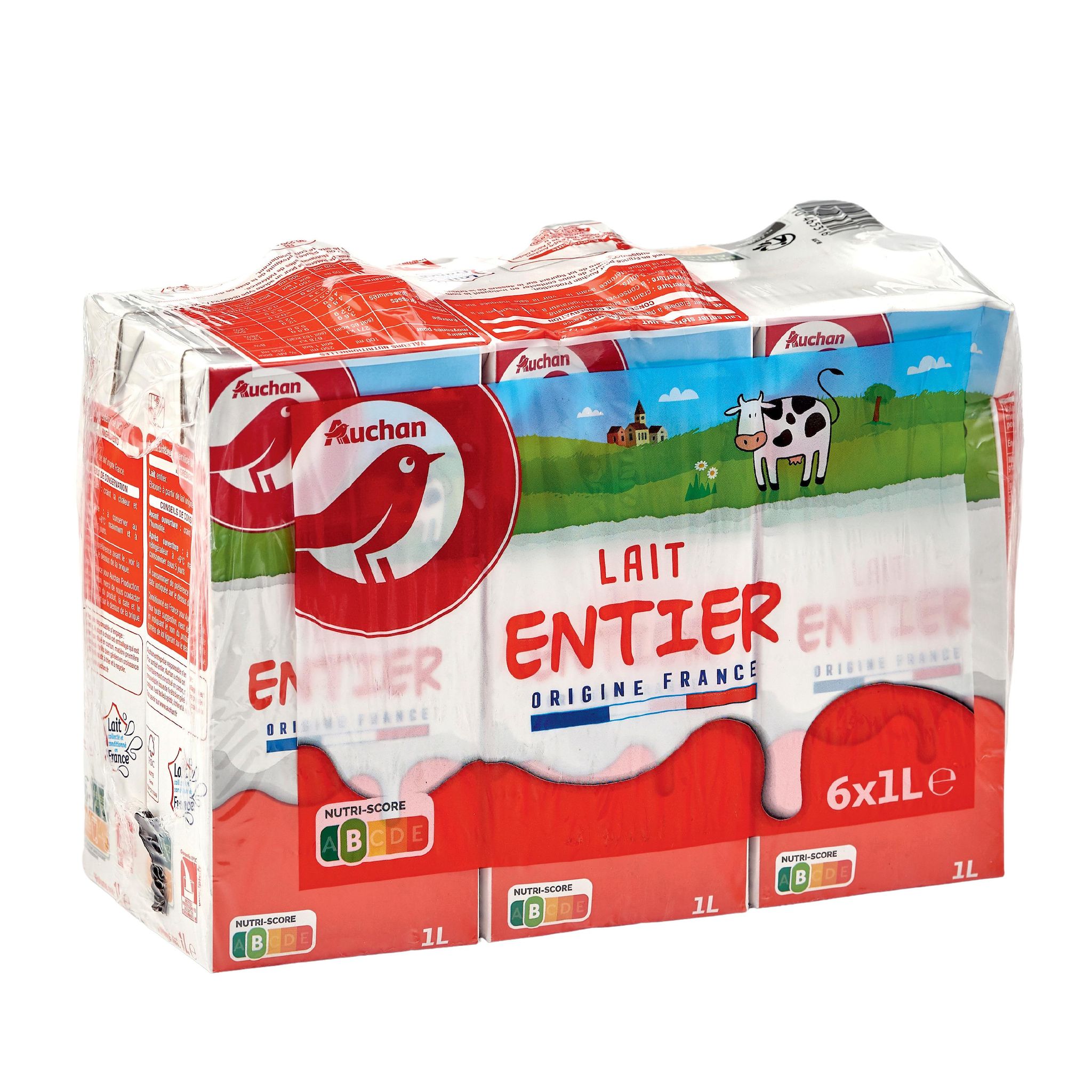 Voir la diapositive 2 : AUCHAN Lait entier UHT 6x1l