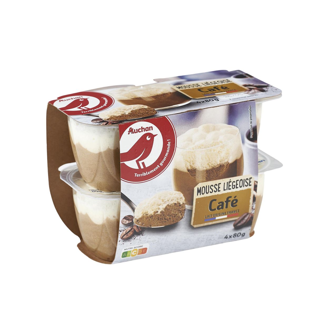 AUCHAN Mousse liégeoise au café 4x80g