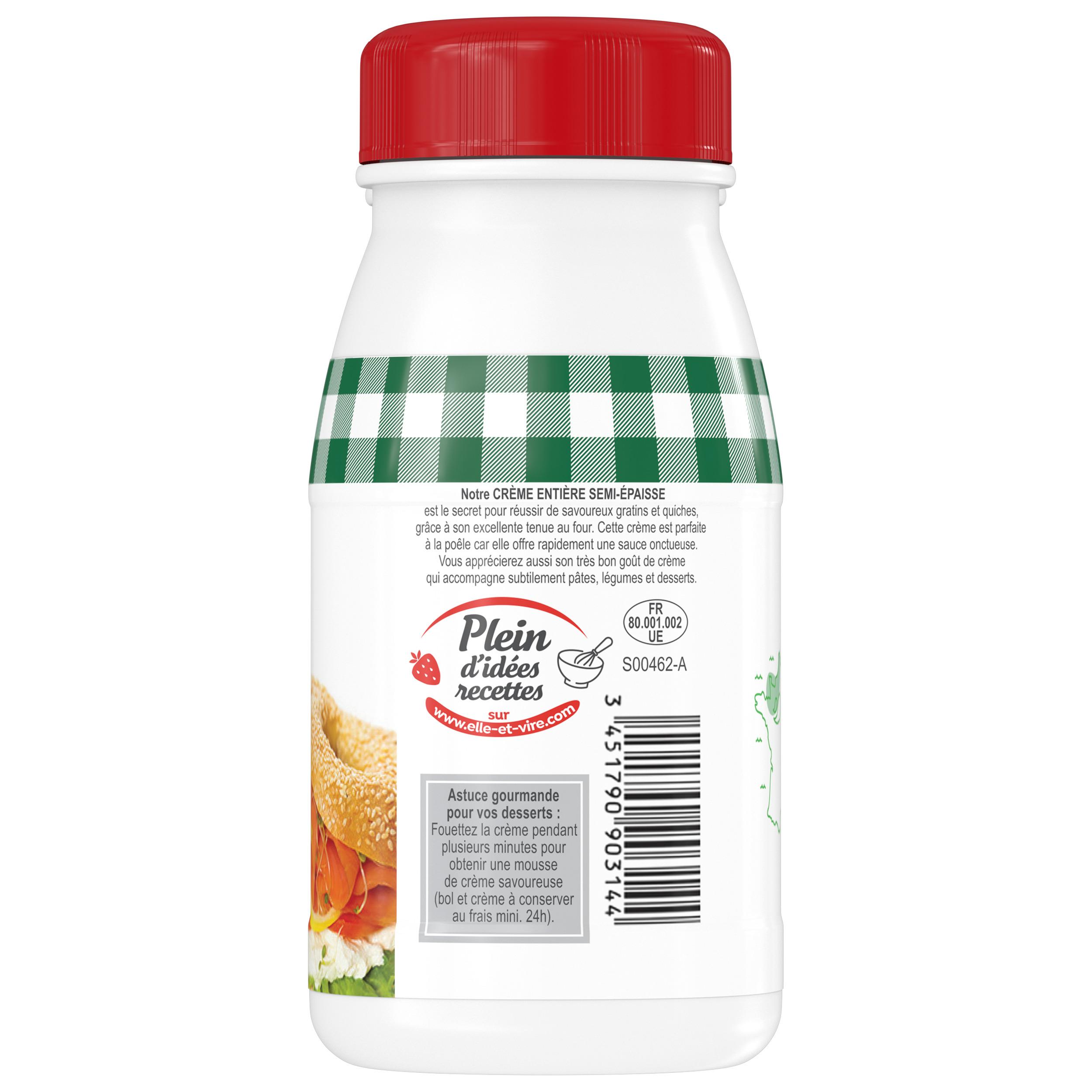 Voir la diapositive 2 : ELLE & VIRE Crème semi-épaisse entière à la crème de Normandie 30% MG 2x25cl 50cl