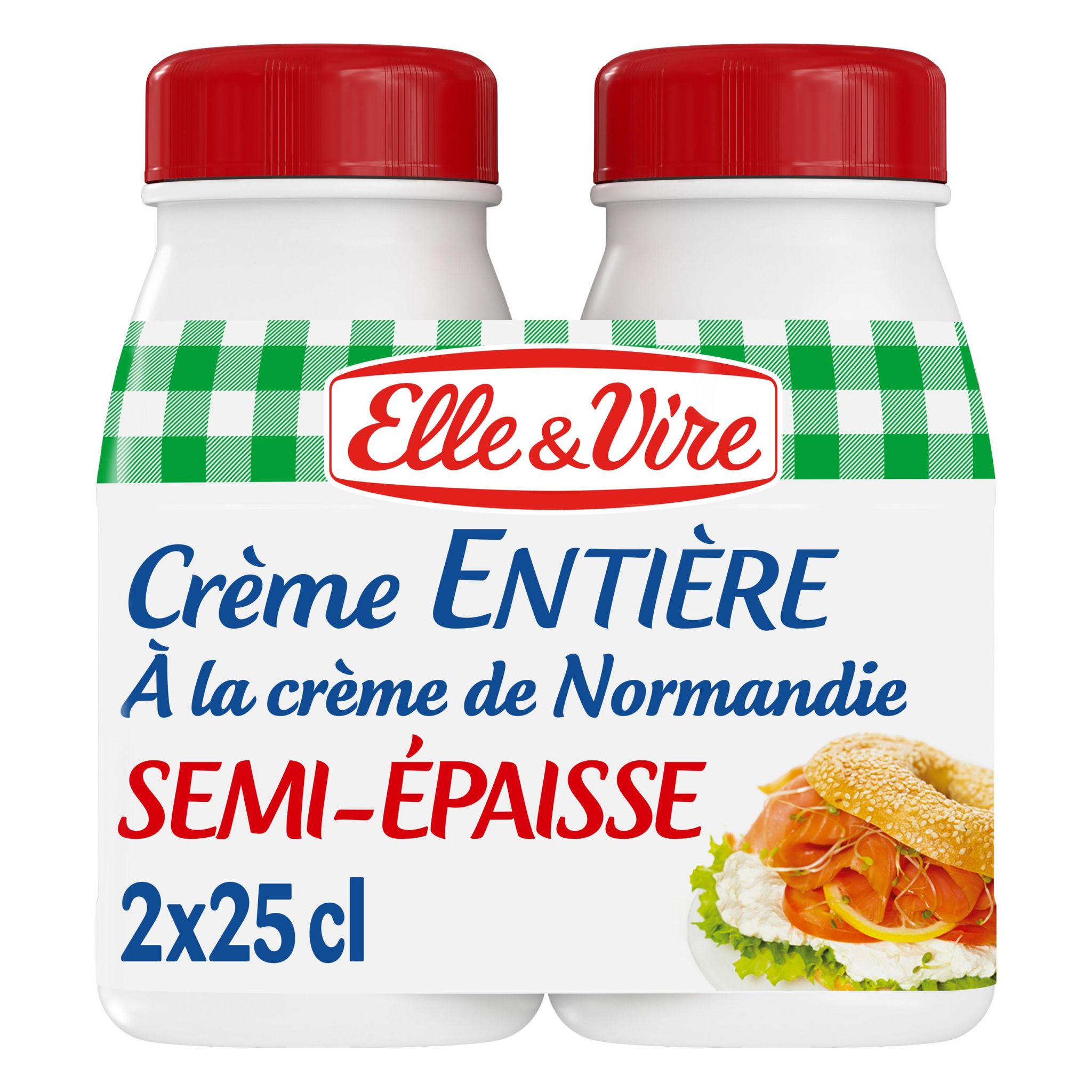 Voir la diapositive 2 : ELLE & VIRE Crème semi-épaisse entière à la crème de Normandie 30% MG 2x25cl 50cl