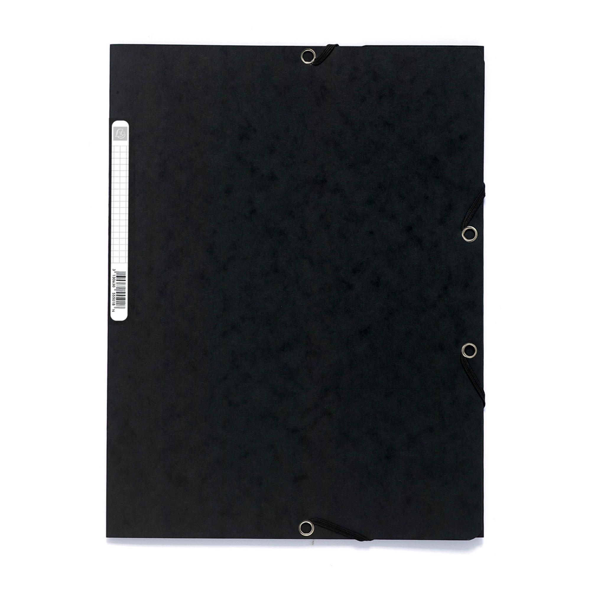 EXACOMPTA Chemise cartonnée à élastique 24x32cm 3 rabats noir
