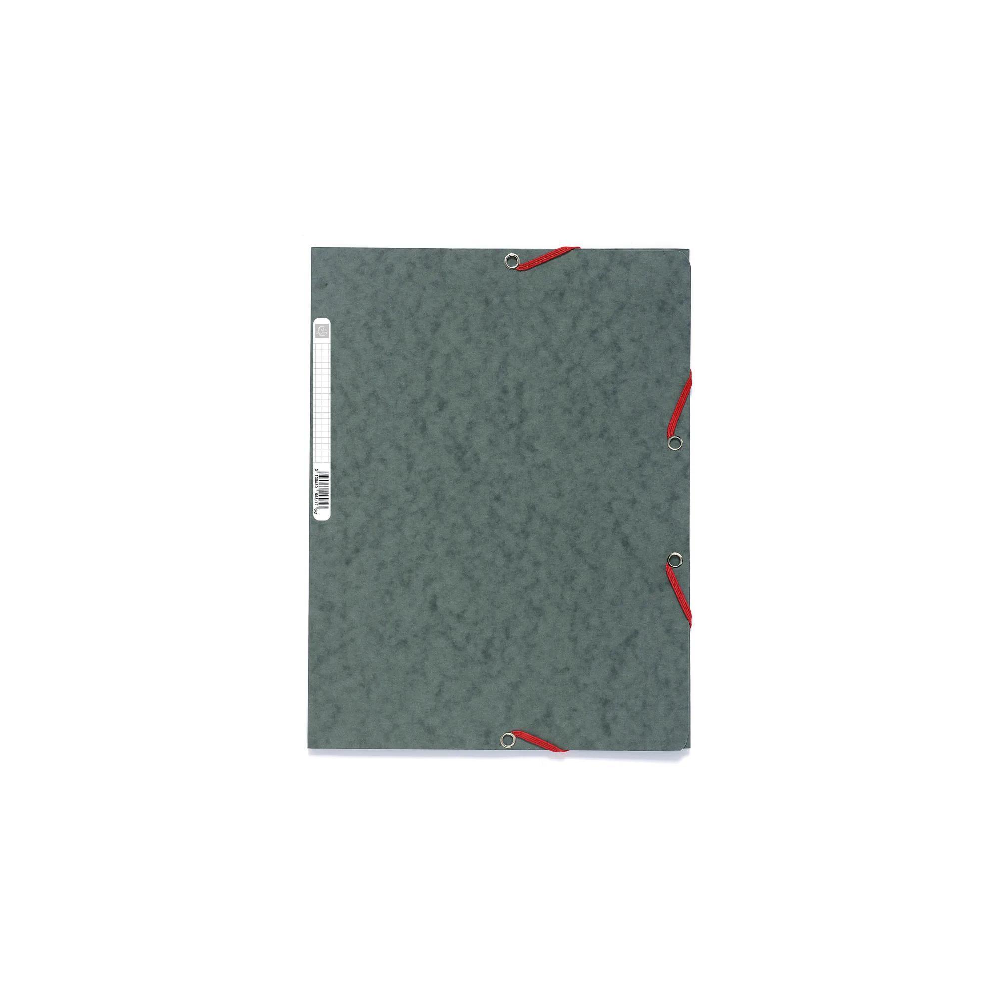 EXACOMPTA Chemise à élastiques 3 rabats en carton lustrée - 24 x 32 cm - gris