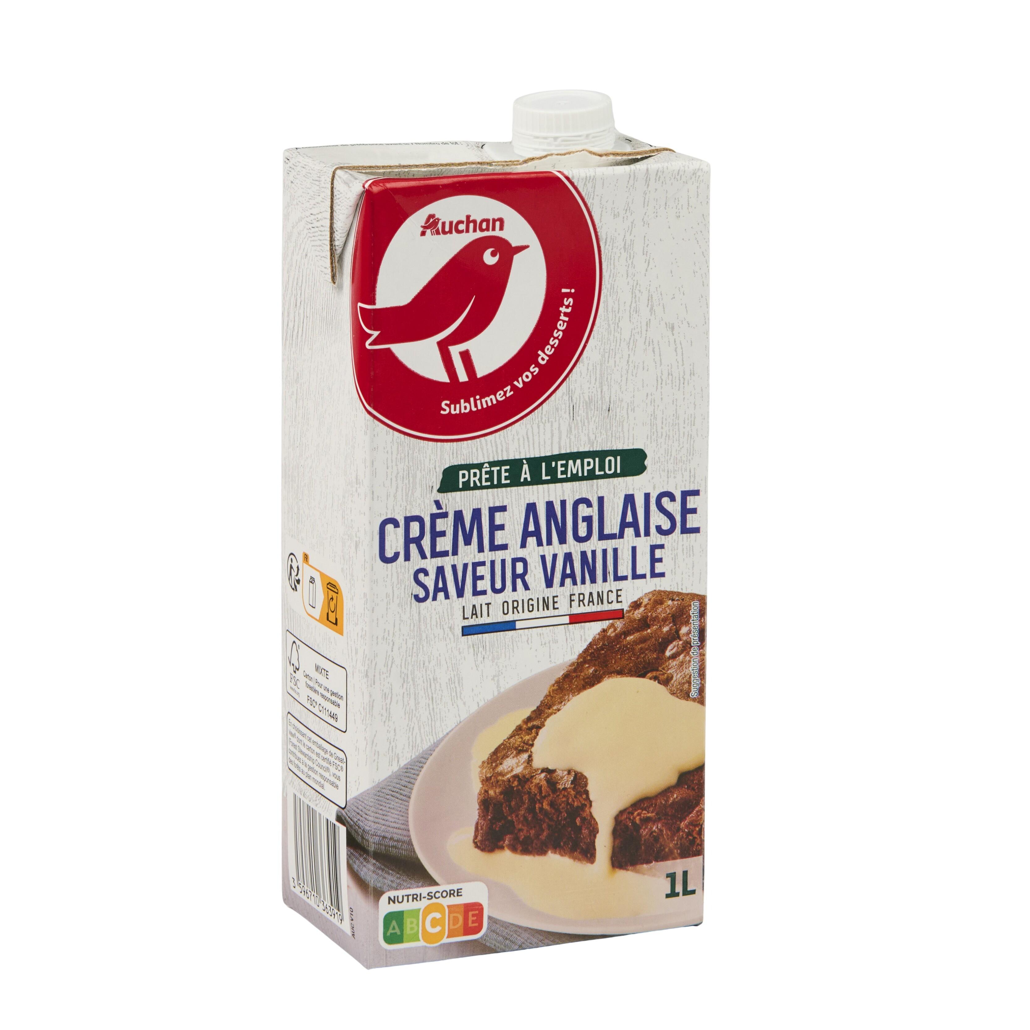 Voir la diapositive 2 : AUCHAN Crème anglaise saveur vanille UHT 1l