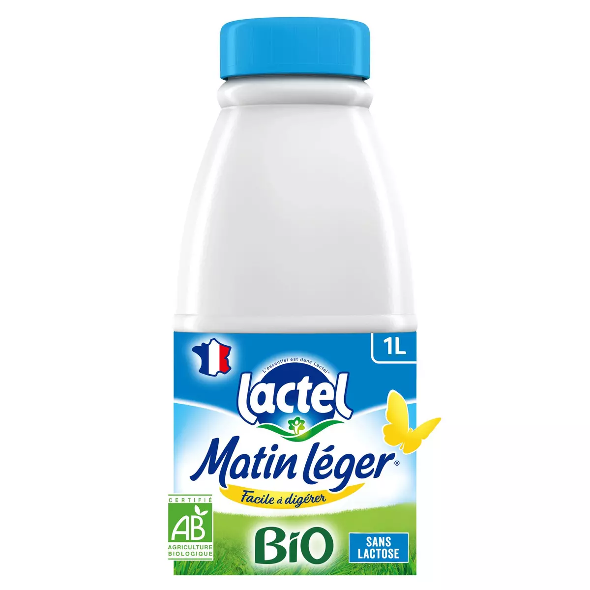 LACTEL Matin léger Lait bio facile à digérer sans lactose 1L
