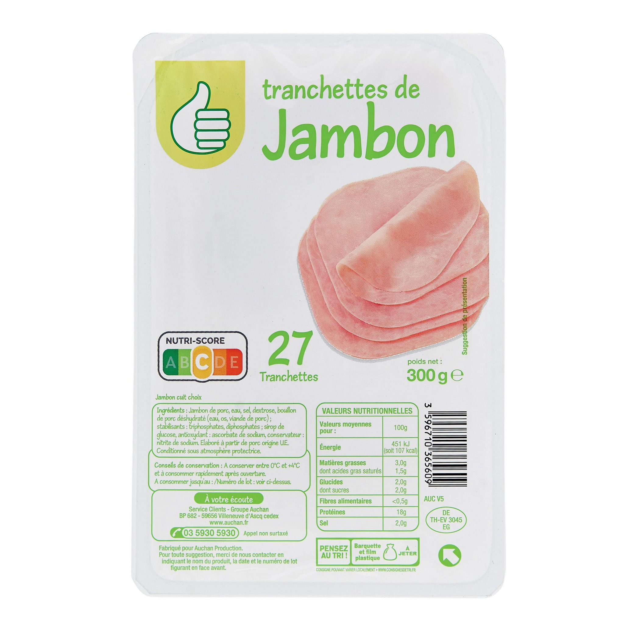 Voir la diapositive 2 : POUCE Jambon 27 tranches 300g