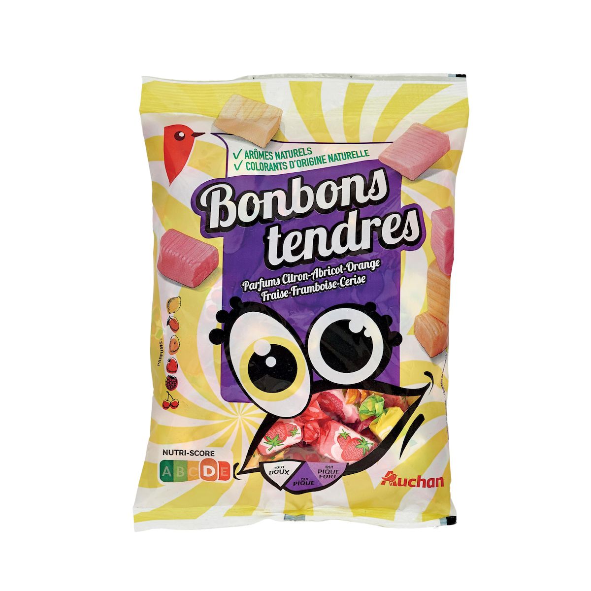 AUCHAN Bonbons méli melo aux fruits 70 bonbons 450g