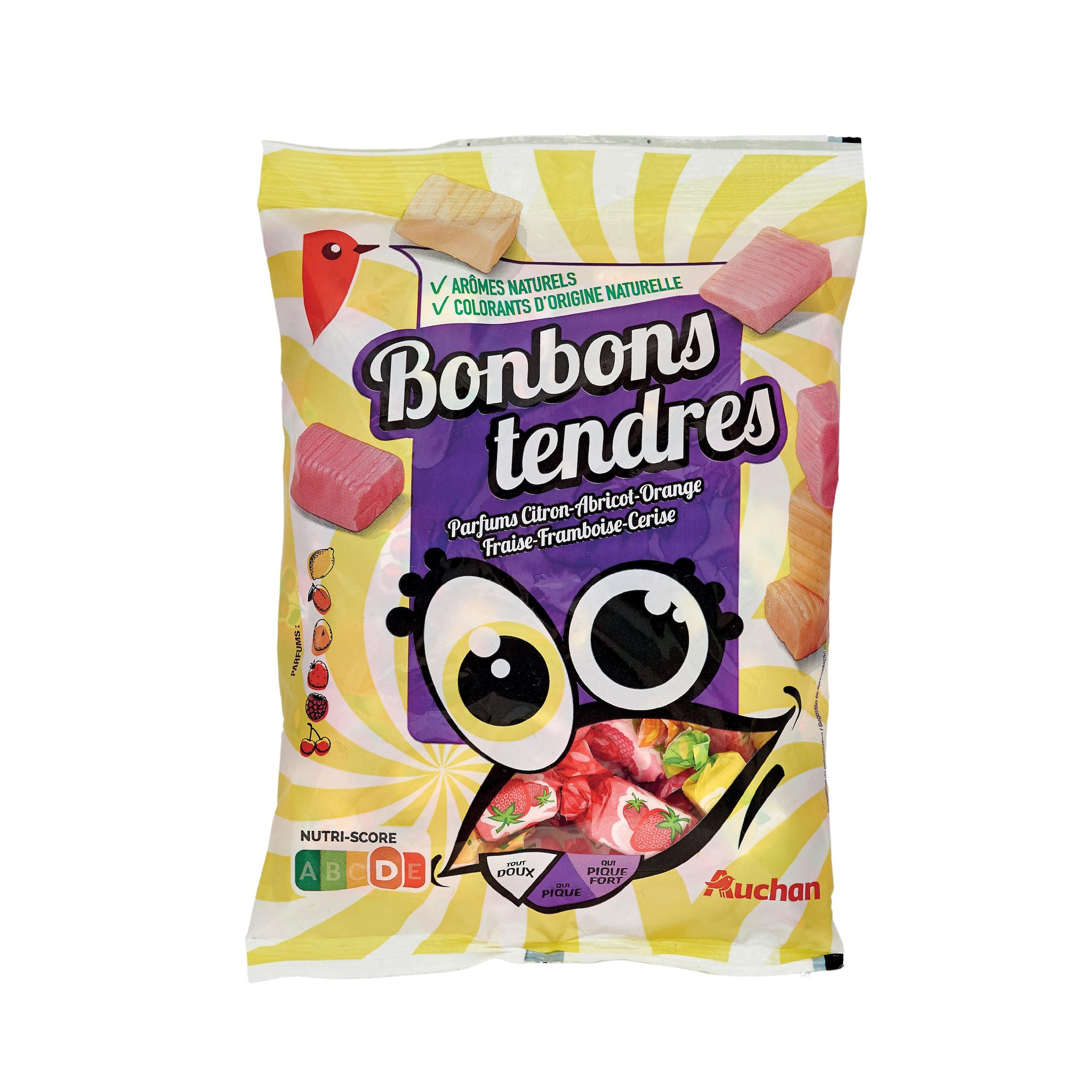 Voir la diapositive 2 : AUCHAN Bonbons méli melo aux fruits 70 bonbons 450g