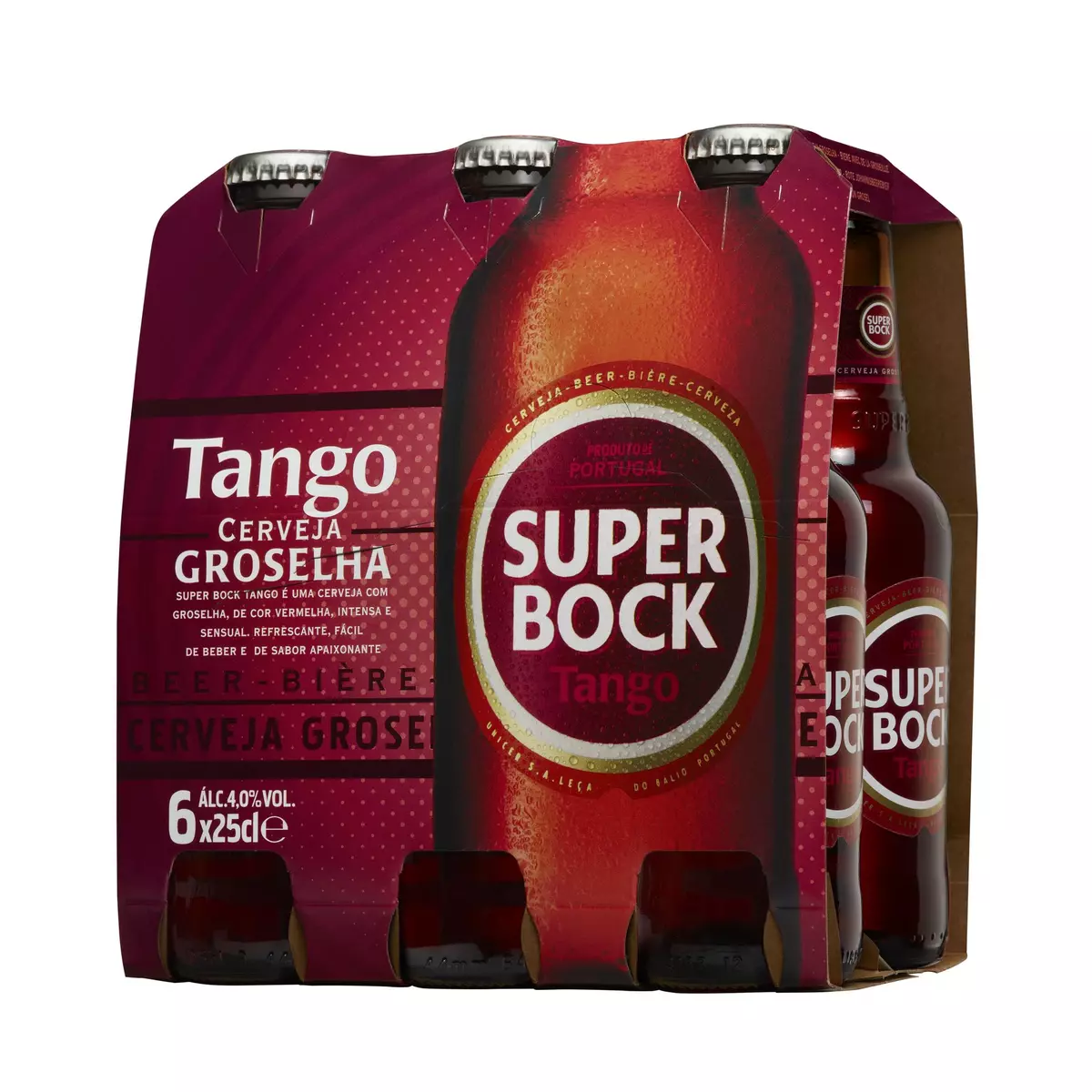 SUPER BOCK Bière portugaise Tango aromatisée fruits rouges 6,4% bouteilles 6X25cl