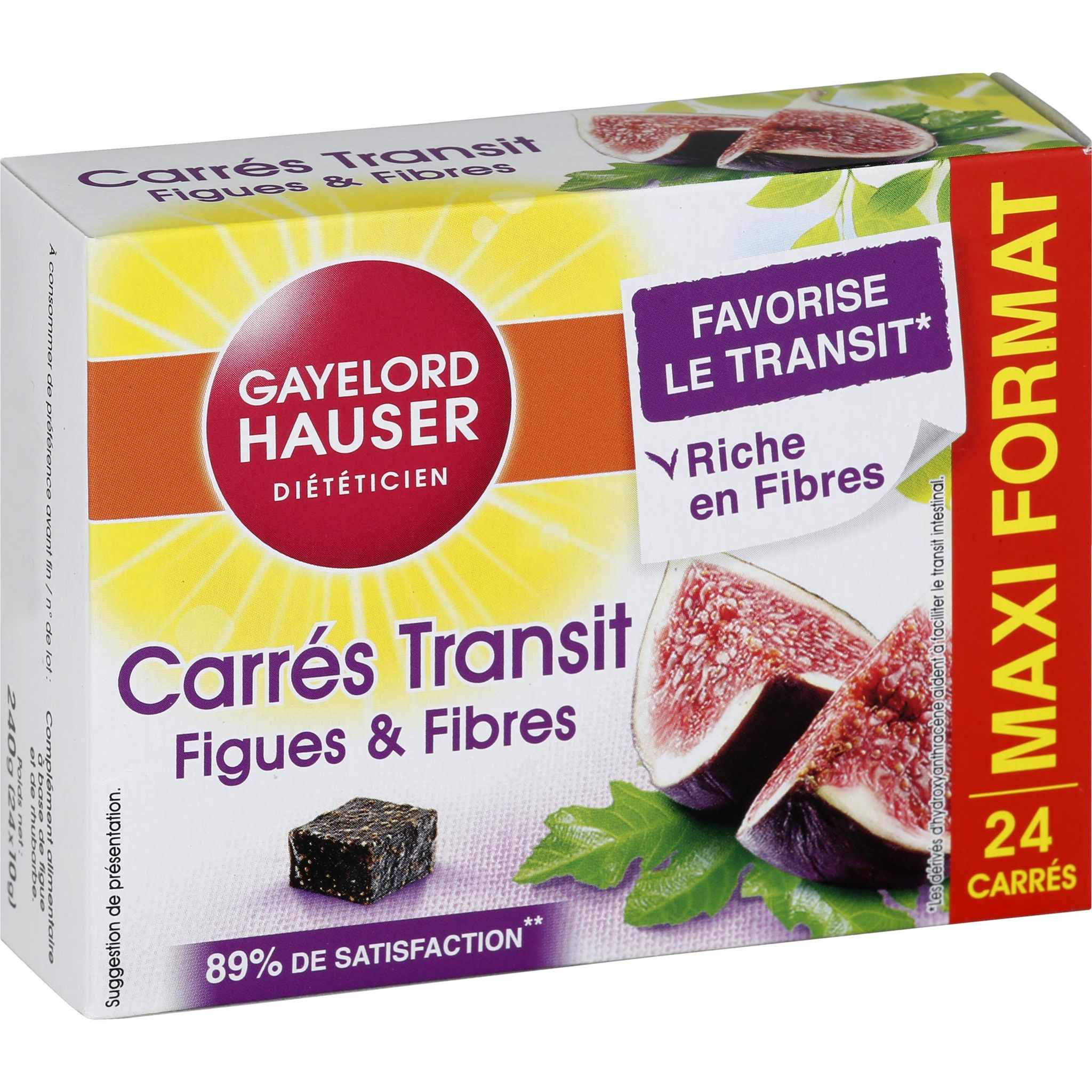 Voir la diapositive 2 : GAYELORD HAUSER Carrés transit figues et fibres 24 carrés 240g