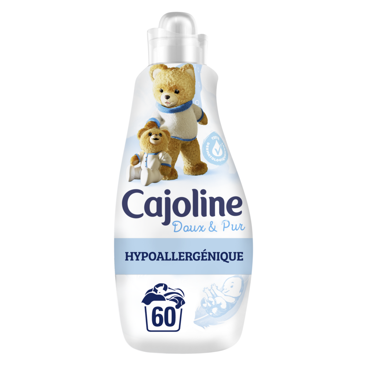 CAJOLINE Adoucissant concentré doux & pur hypoallergénique 60 lavages 1,5l