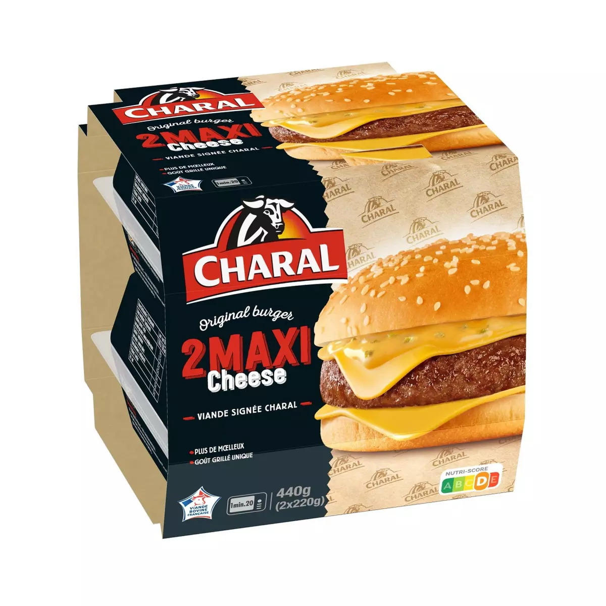 CHARAL Burger maxi cheese 2 pièces  2x220g