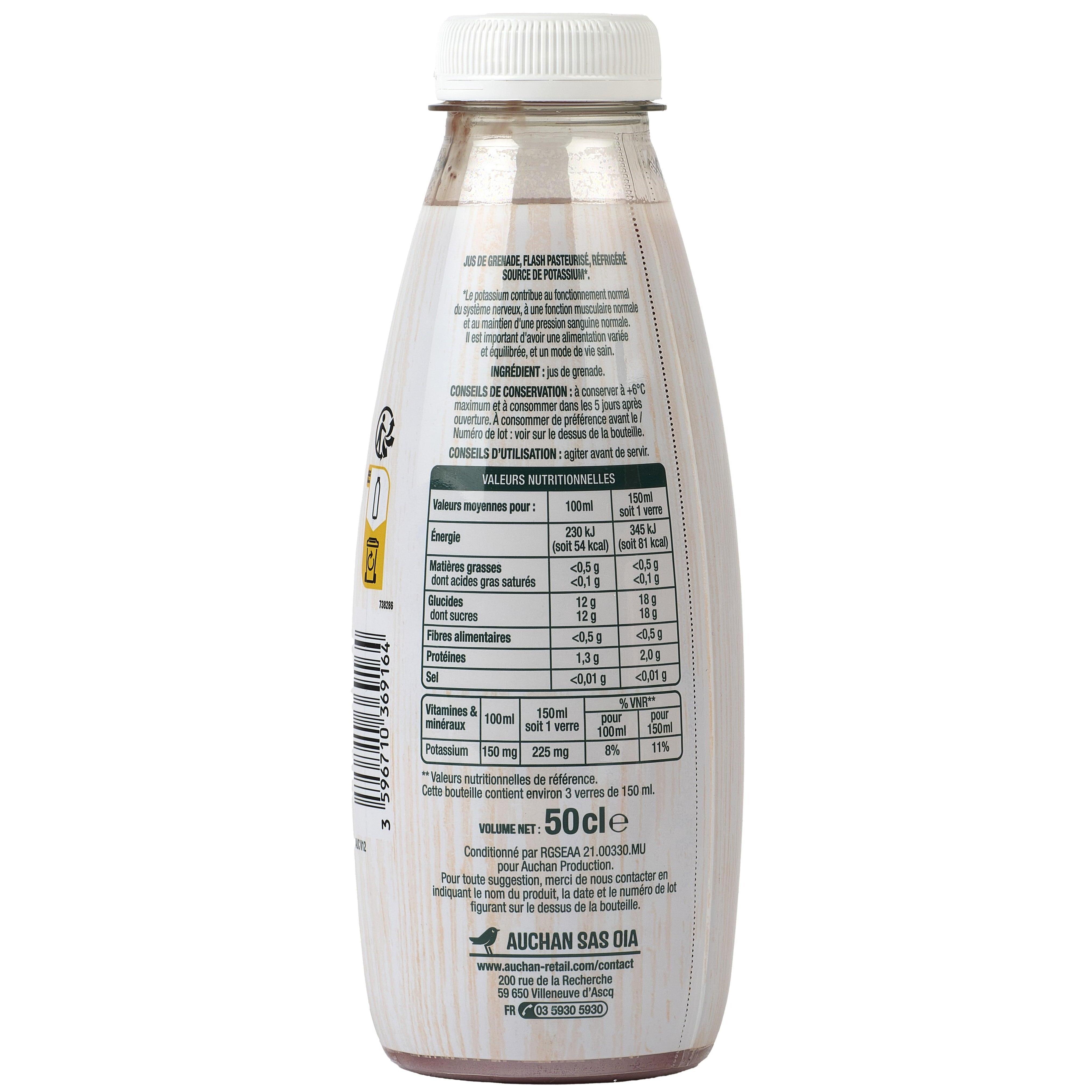 Voir la diapositive 3 : AUCHAN Pur jus de grenade 50cl