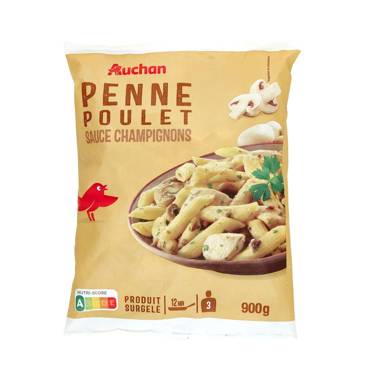 AUCHAN Penne au poulet champignons 3 portions 900g