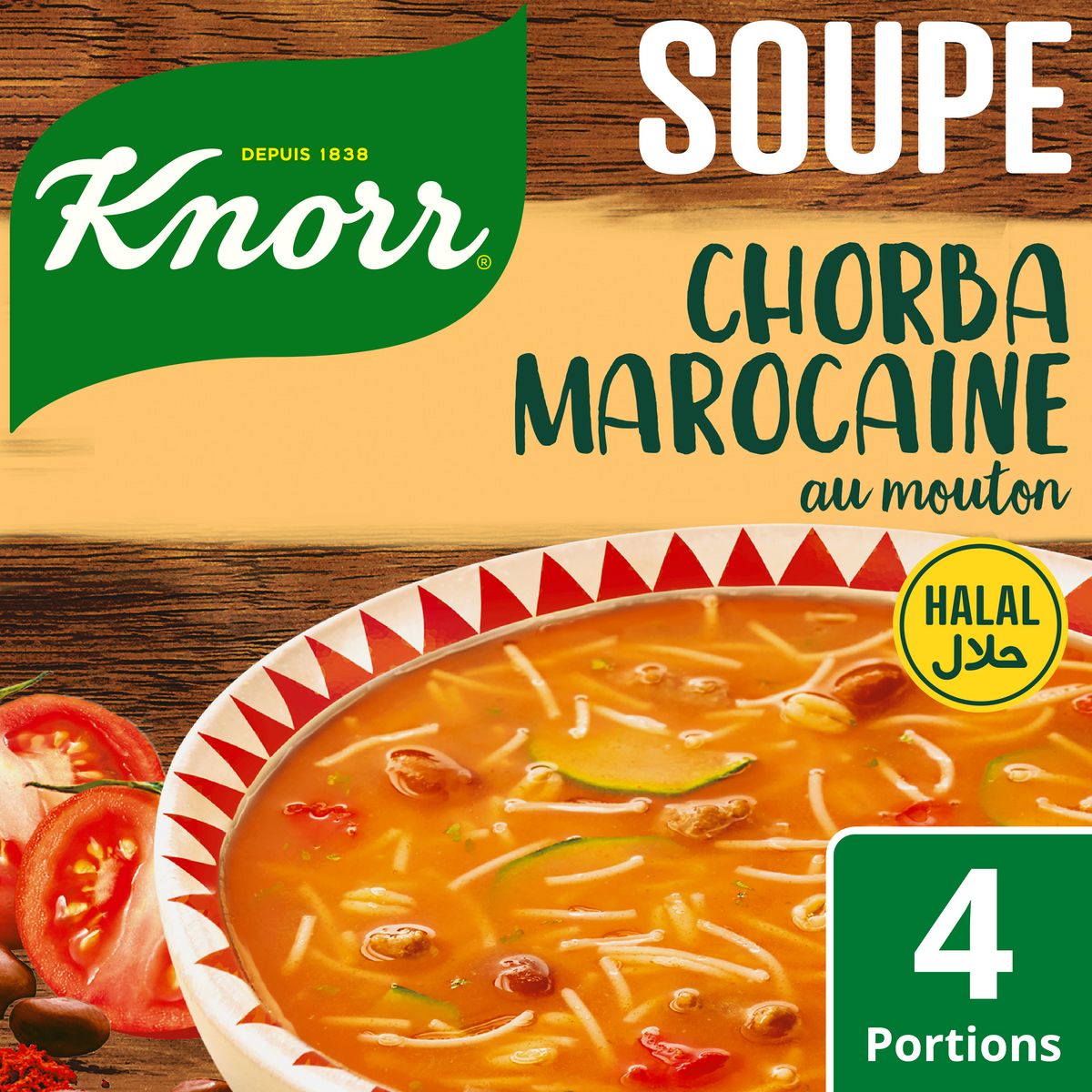KNORR Soupe déshydratée chorba marocaine au mouton halal 4 personnes 100g
