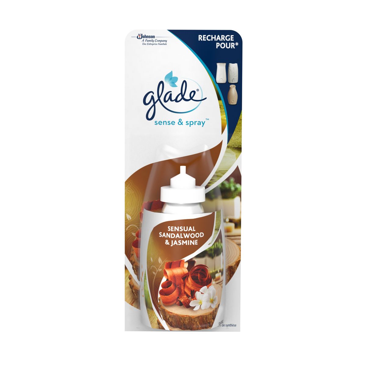 GLADE Sense & Spray recharge pour diffuseur automatique bois de santal & jasmin 18ml