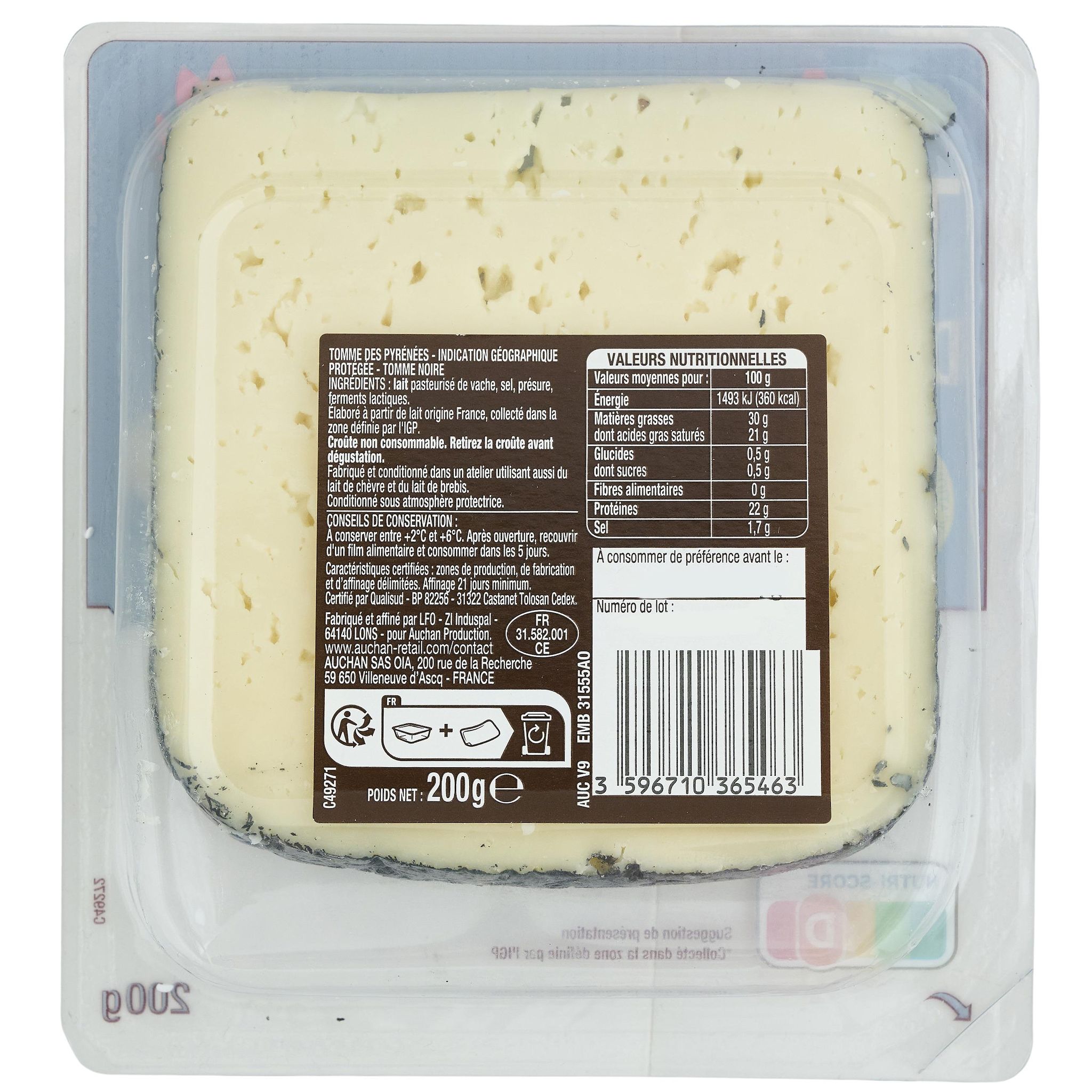 Voir la diapositive 3 : AUCHAN Tomme des Pyrénées IGP 200g