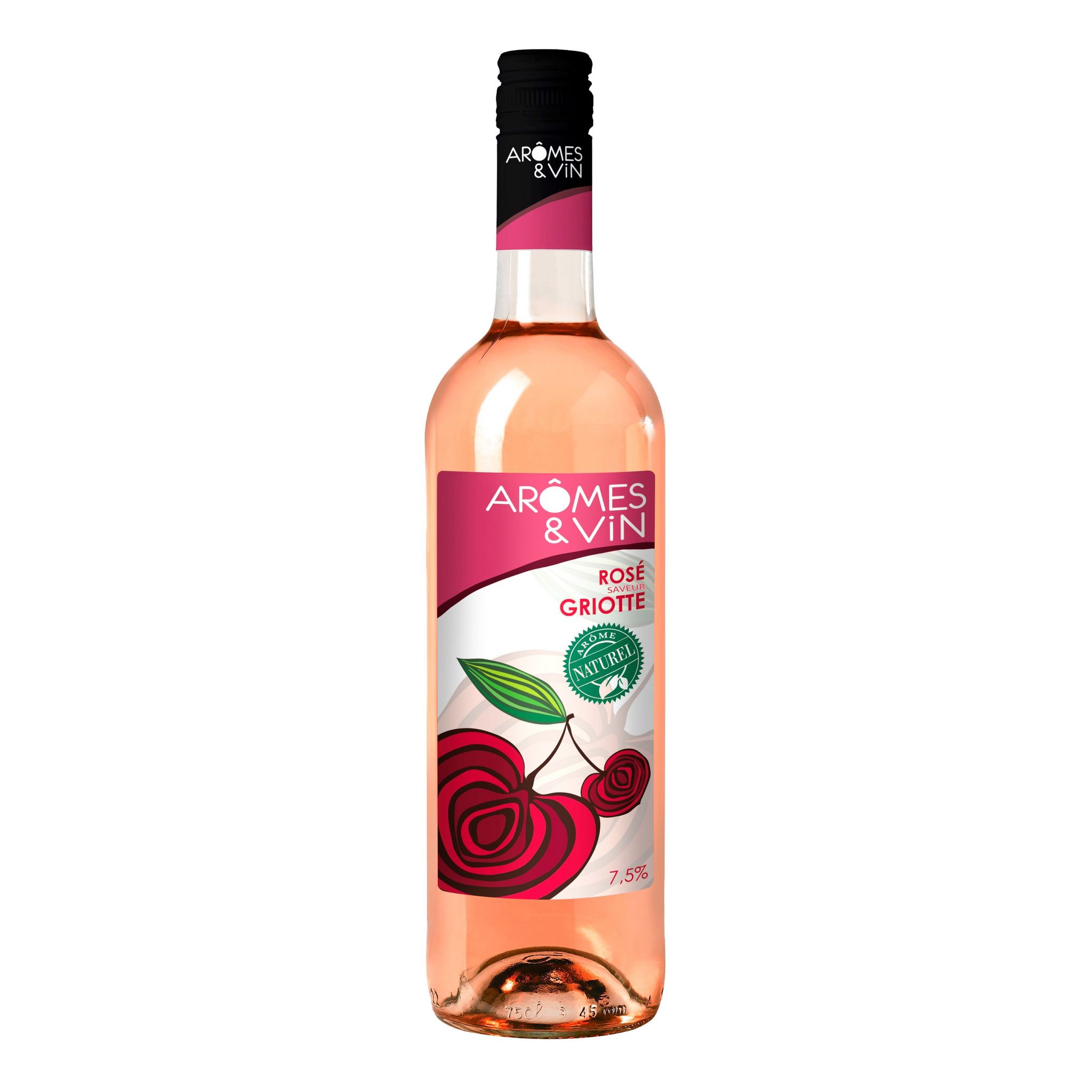 Voir la diapositive 2 : AROMES & VIN Boisson à base de vin et arômes cerise et griottes rosé 75cl