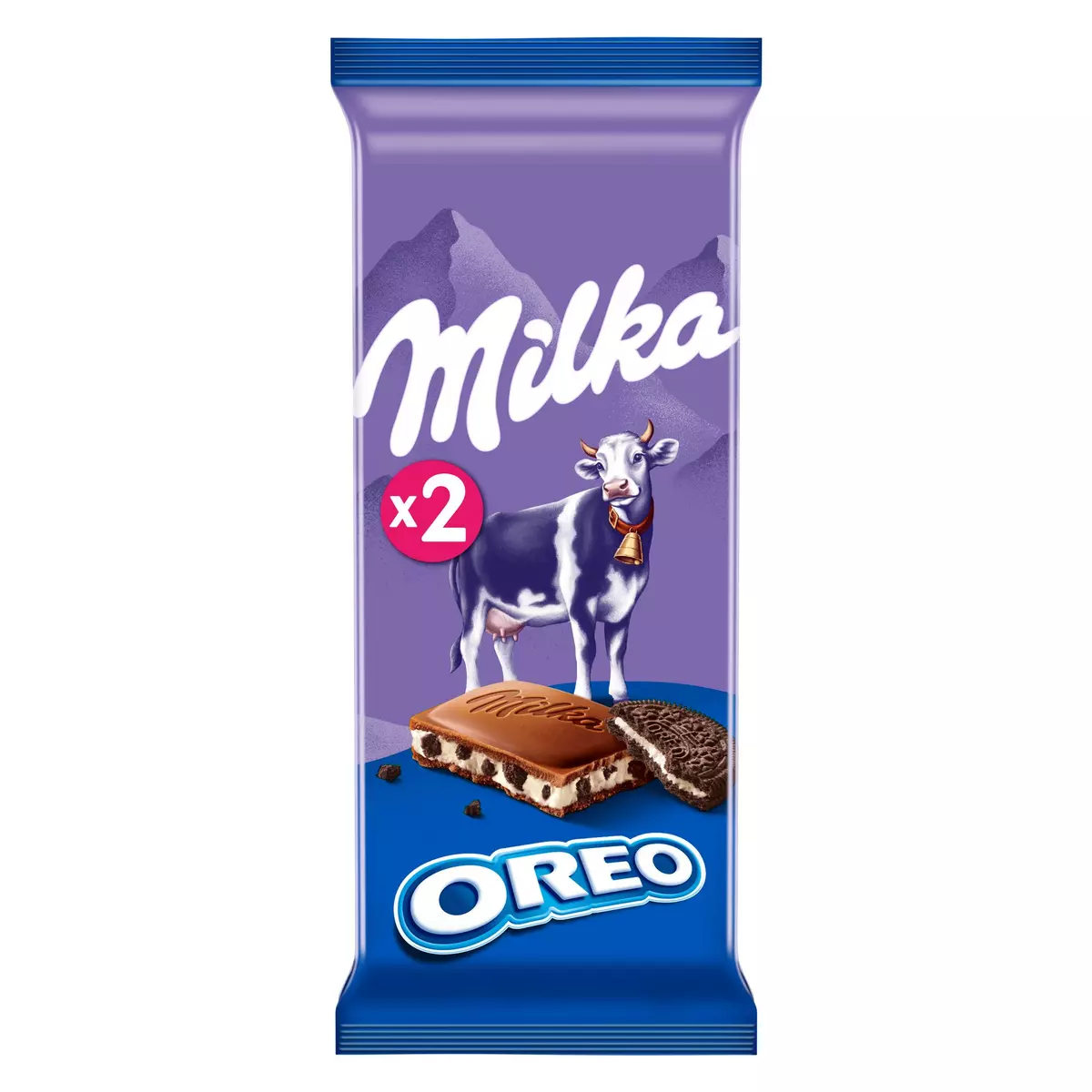 MILKA Tablette de chocolat au lait et Oréo 2 pièces 2x100g