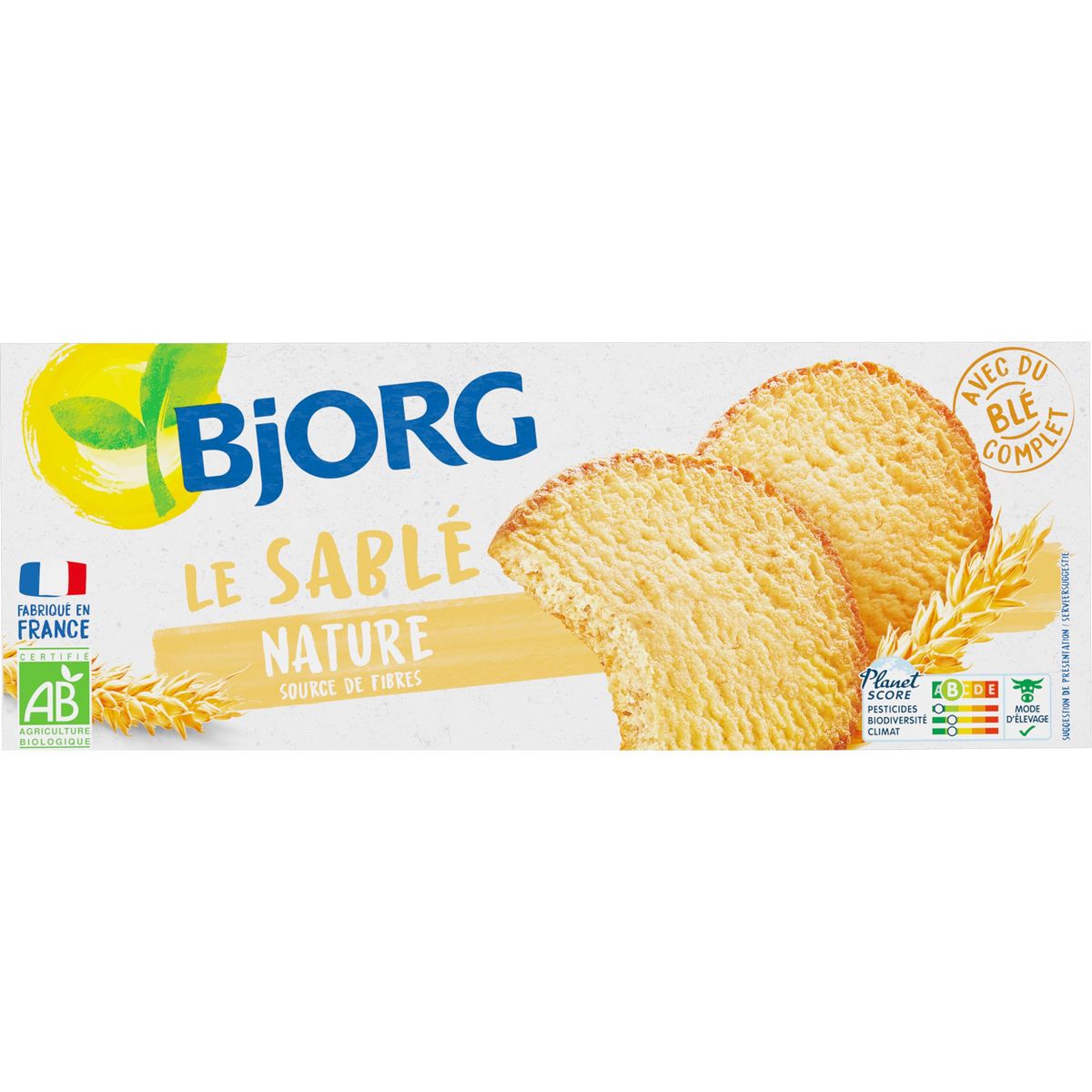 BJORG Biscuits bio le sablé au blé complet sans huile de palme 130g
