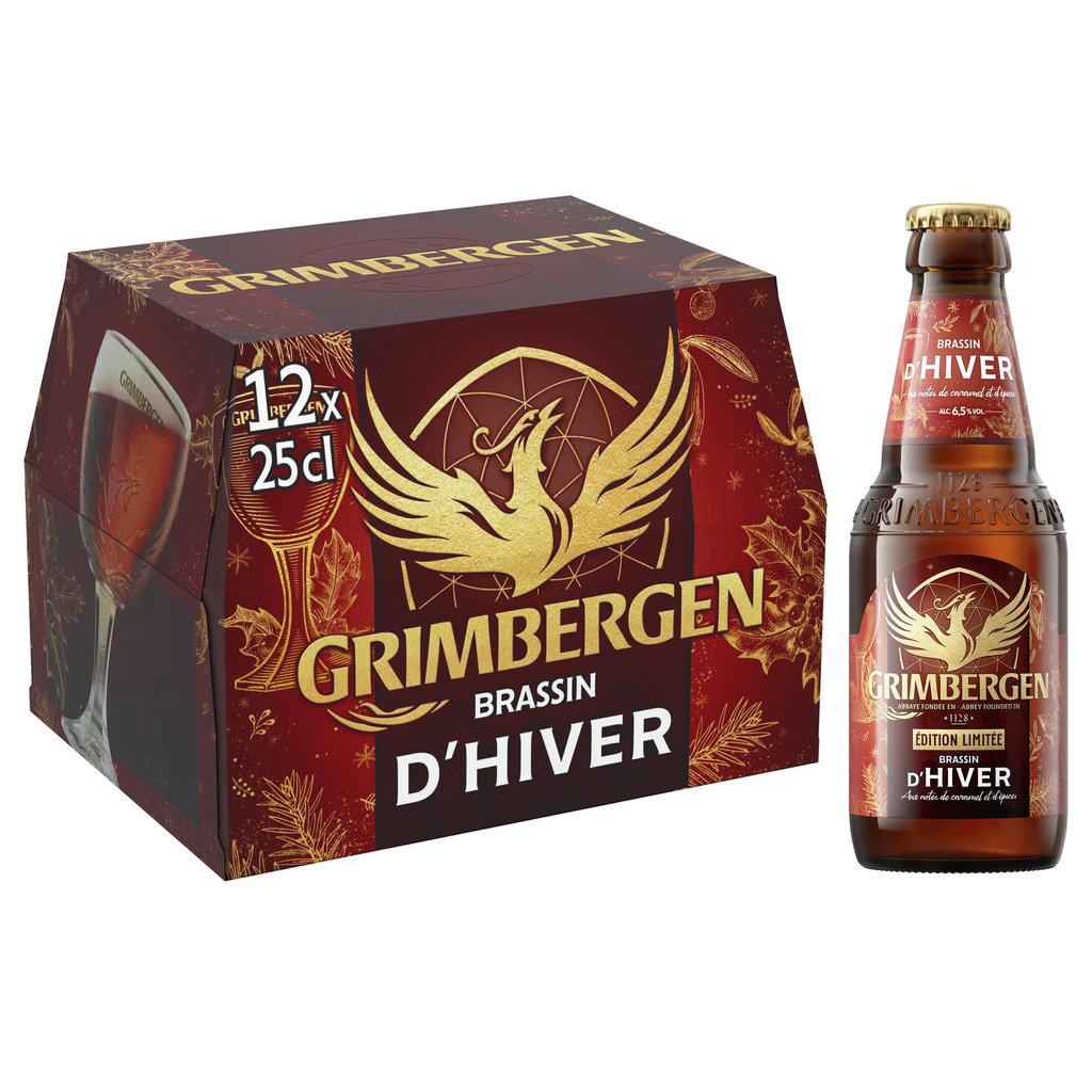 GRIMBERGEN Bière ambrée brassin d'hiver 6,5% pack bouteilles 12x25cl