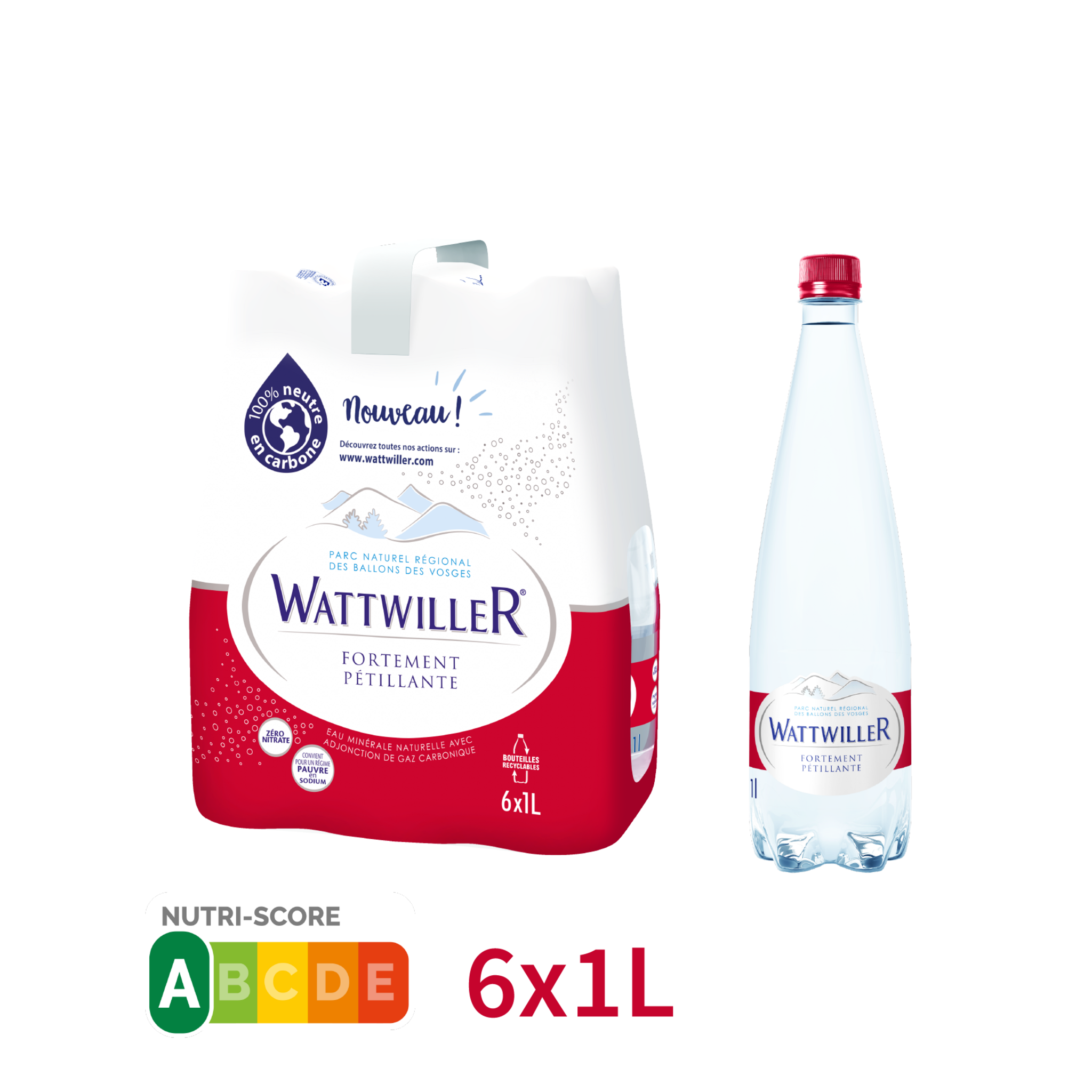 Voir la diapositive 1 : WATTWILLER Eau minérale naturelle fortement pétillante 6x1l