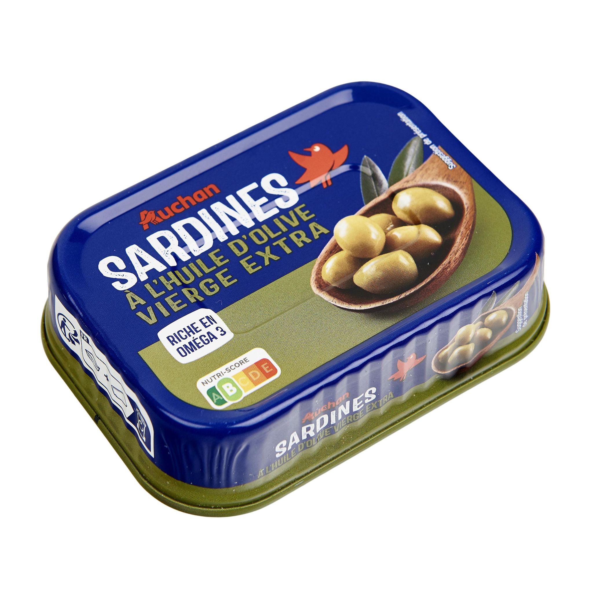 Voir la diapositive 3 : AUCHAN Sardines à l'huile d'olive vierge extra 135g