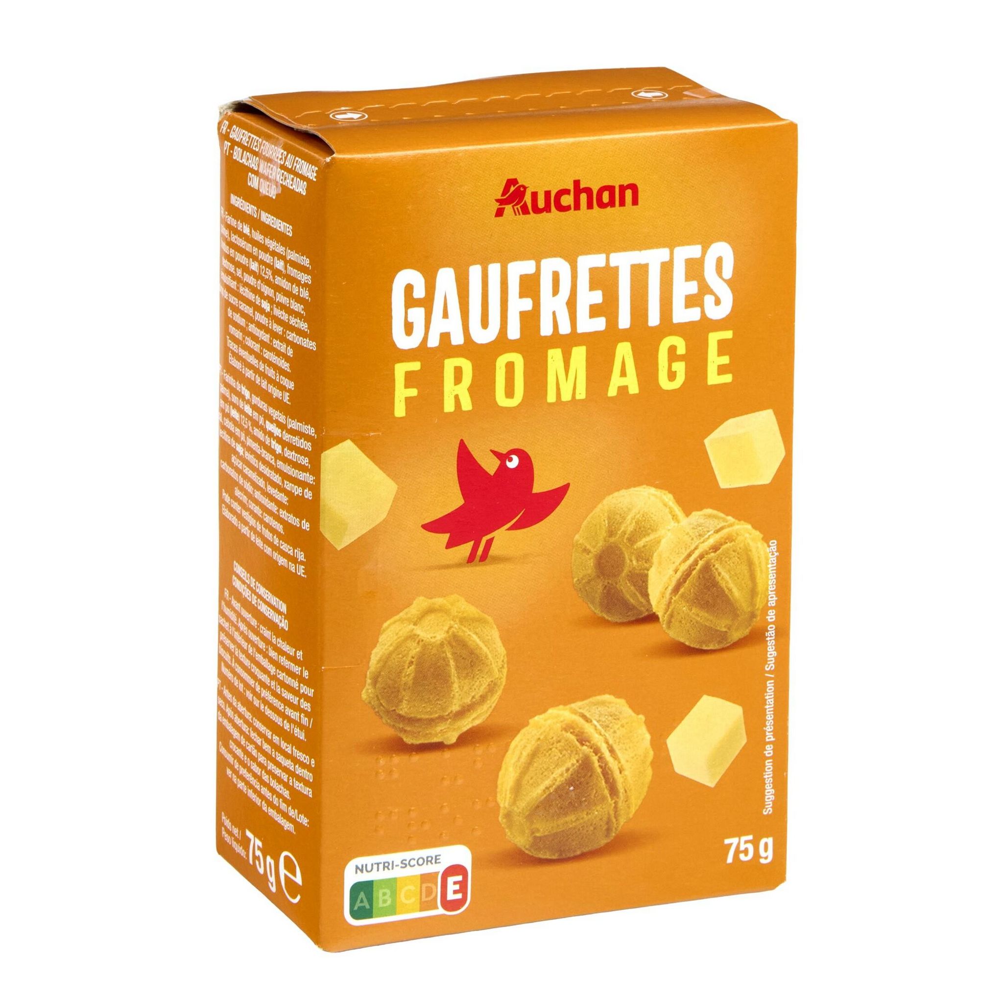 Voir la diapositive 4 : AUCHAN Gaufrettes au fromage 75g