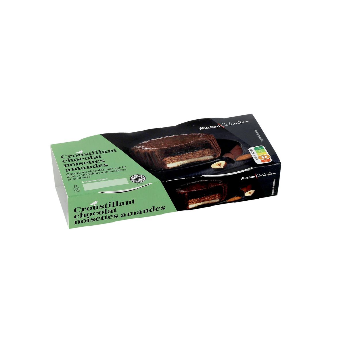 AUCHAN COLLECTION Dessert croustillant au chocolat noisette 2x80g
