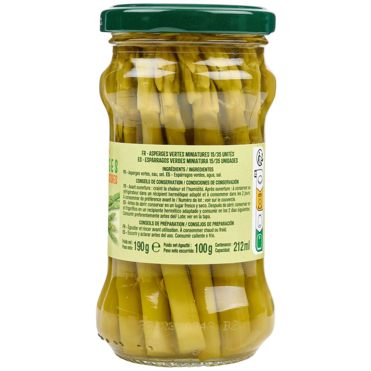 AUCHAN Asperges vertes miniatures en bocal 100g