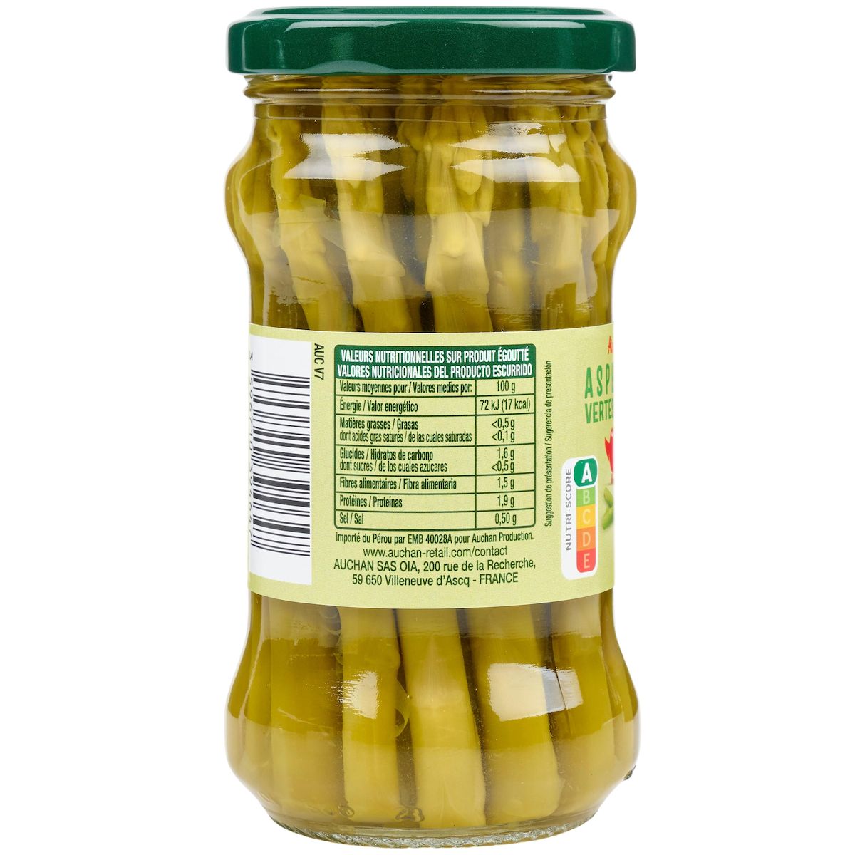 AUCHAN Asperges vertes miniatures en bocal 100g